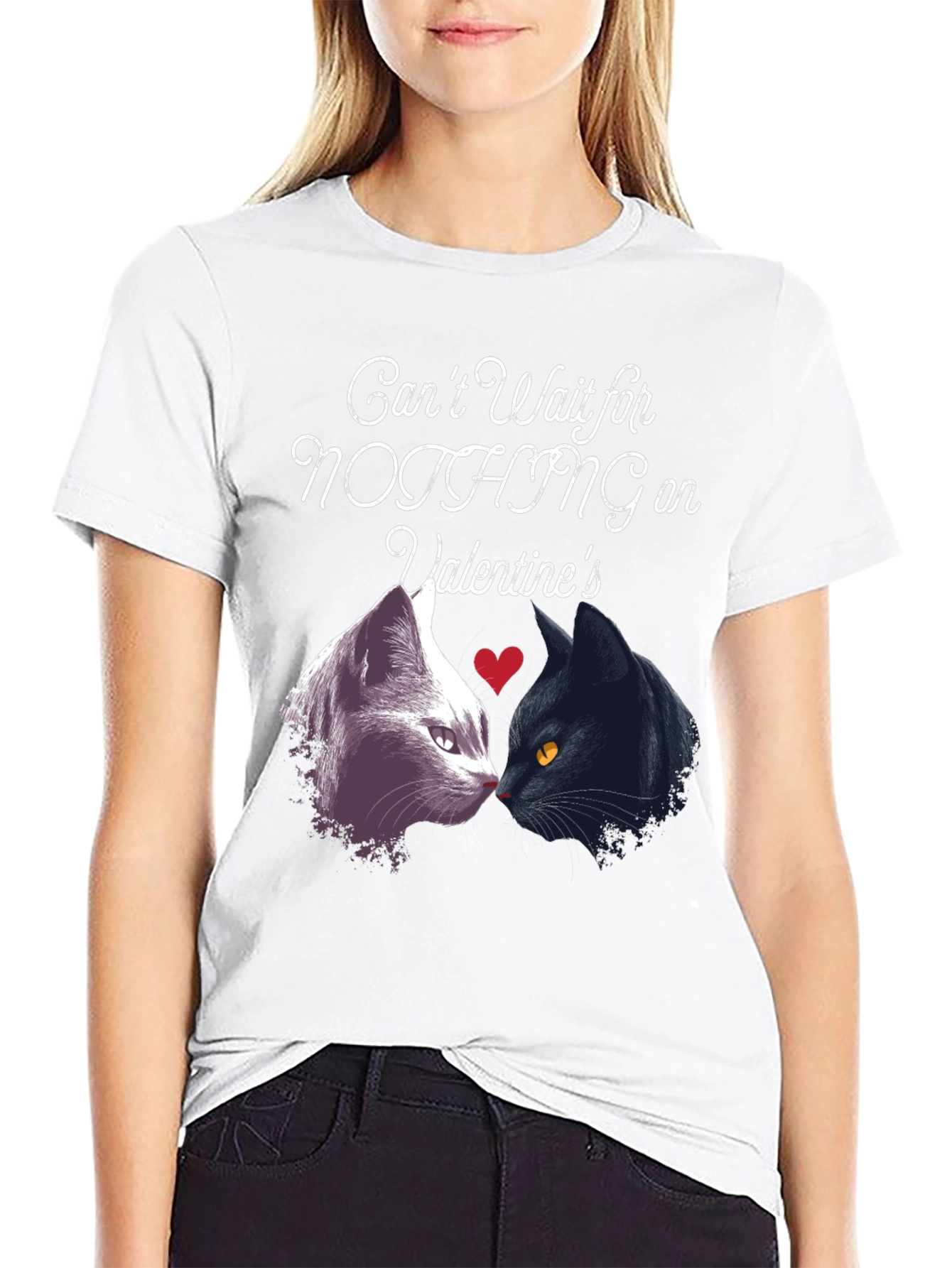 Black Valentine's Cats T-Shirt: Can't Wait for Nothing! view 9