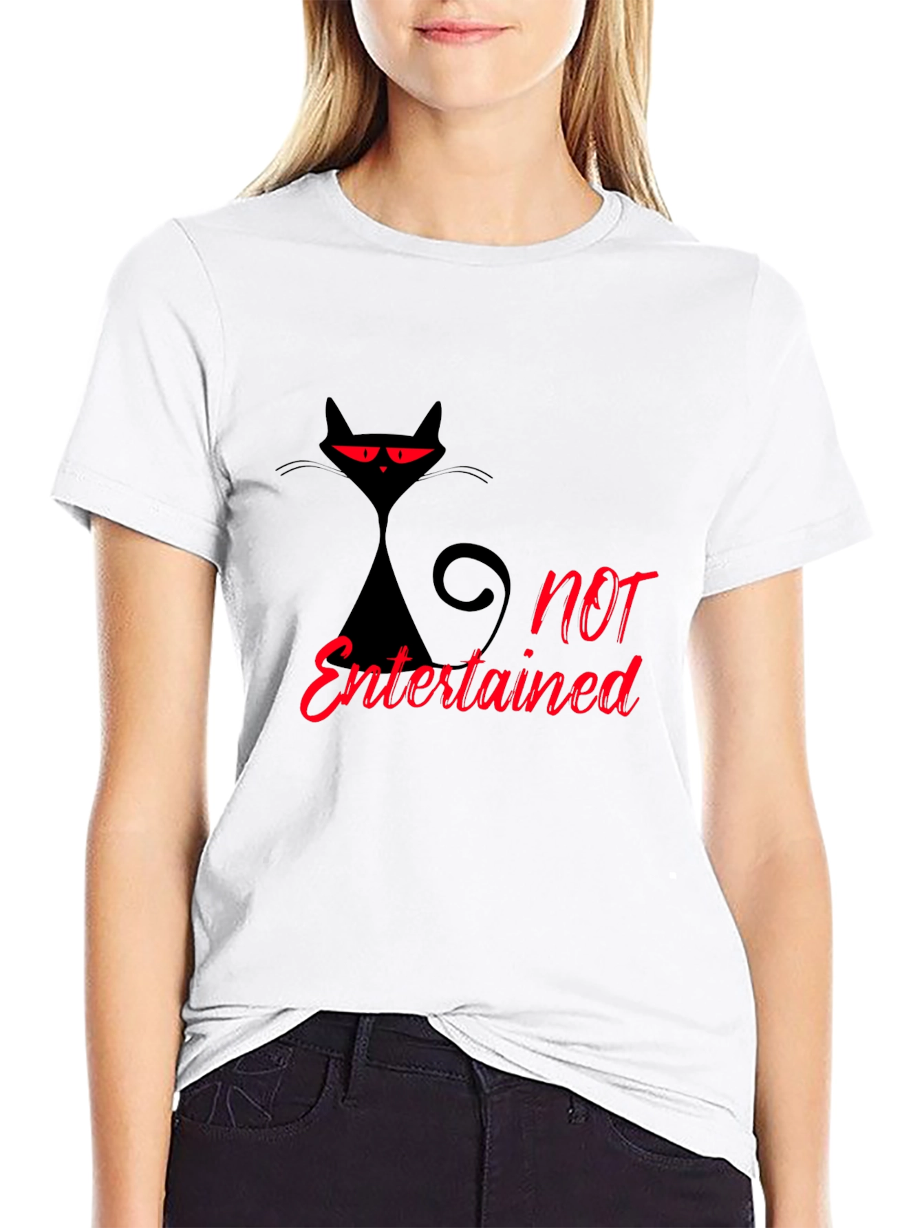 Black Not Entertained Black Cat Graphic T-Shirt view 9