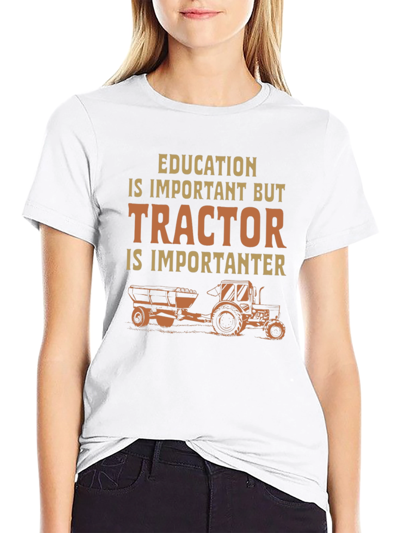 Black Education Tractor Humor T-Shirt view 9