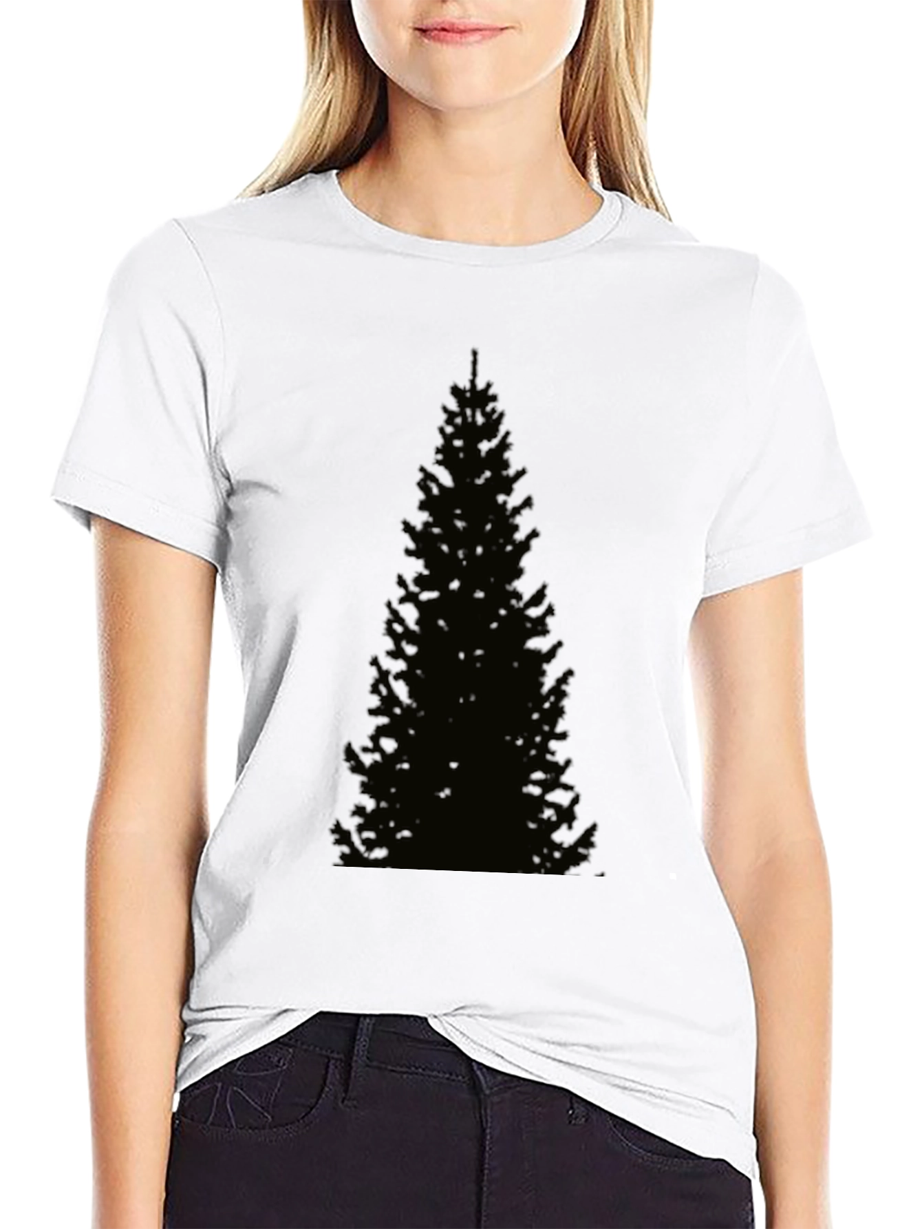 Black Men's Black Christmas Tree Graphic T-Shirt view 9