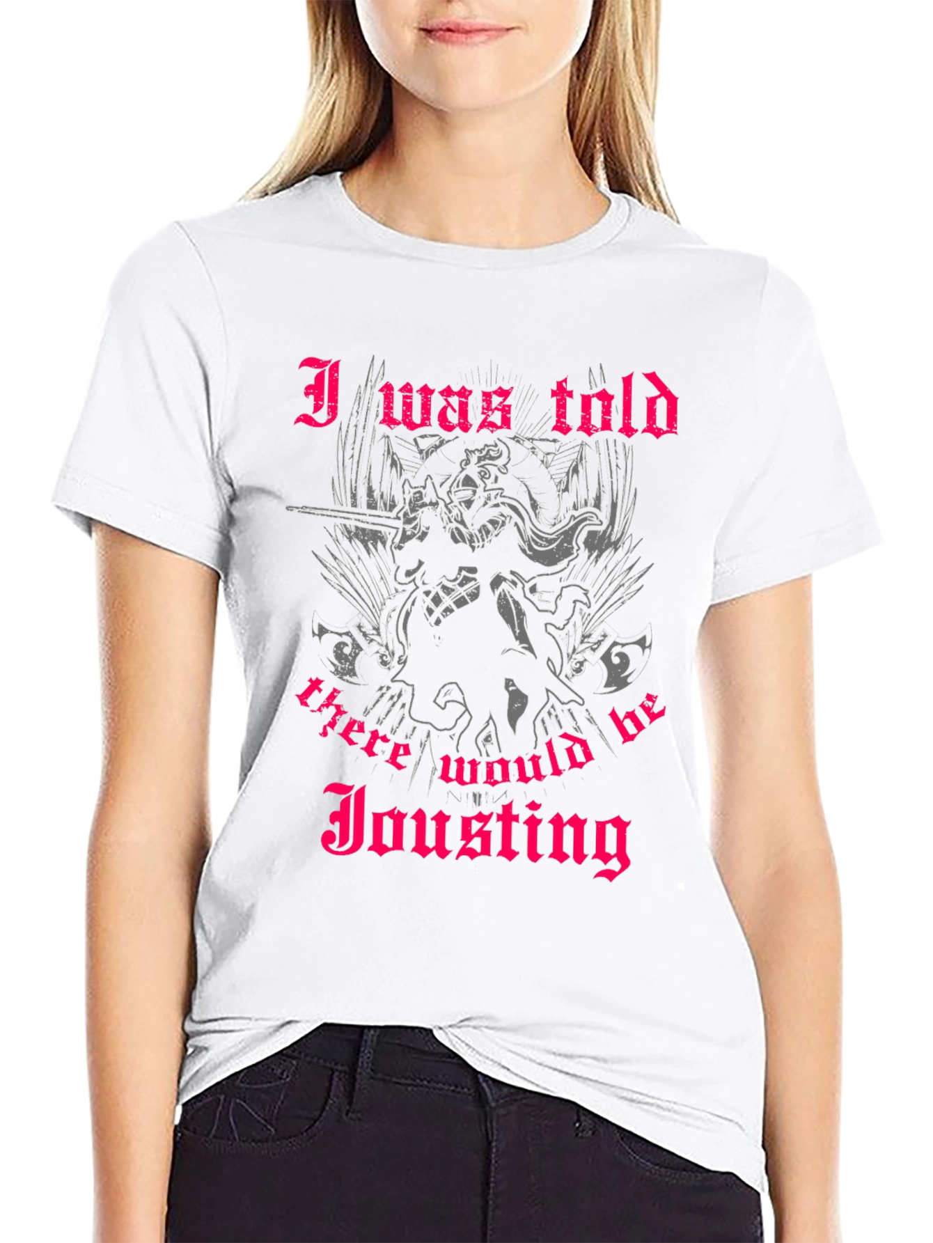 Black Humorous Jousting T-Shirt - 'I Was Told' Design view 9