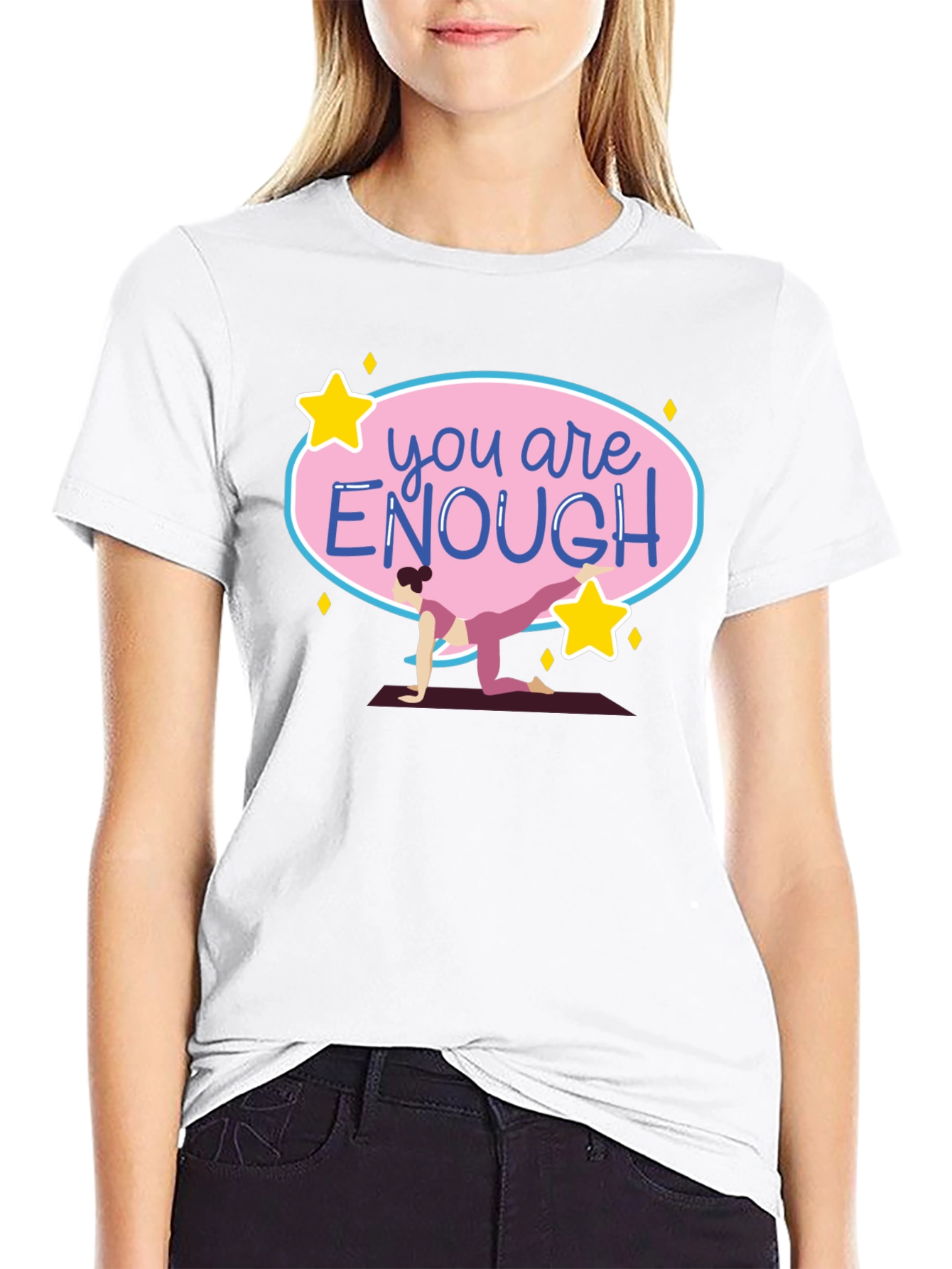 Black You Are Enough Yoga T-Shirt Black view 9
