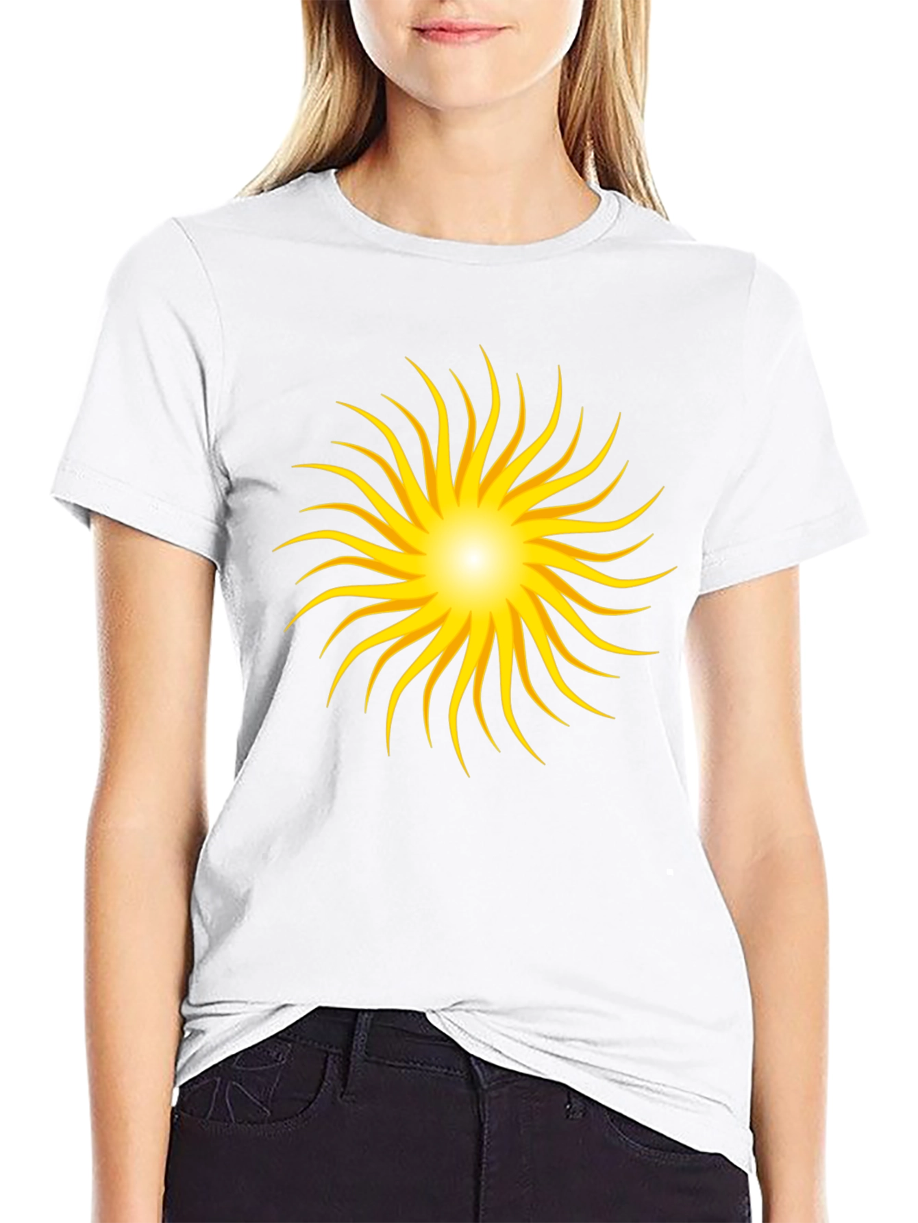 Black Radiant Sunburst Graphic Black T-Shirt view 9