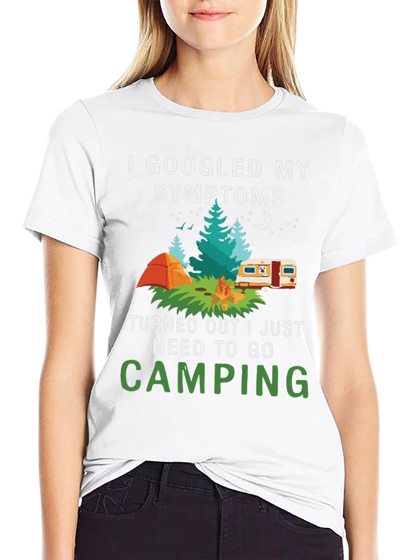 Black Camping Symptoms T-Shirt - Funny Outdoor Apparel view 9