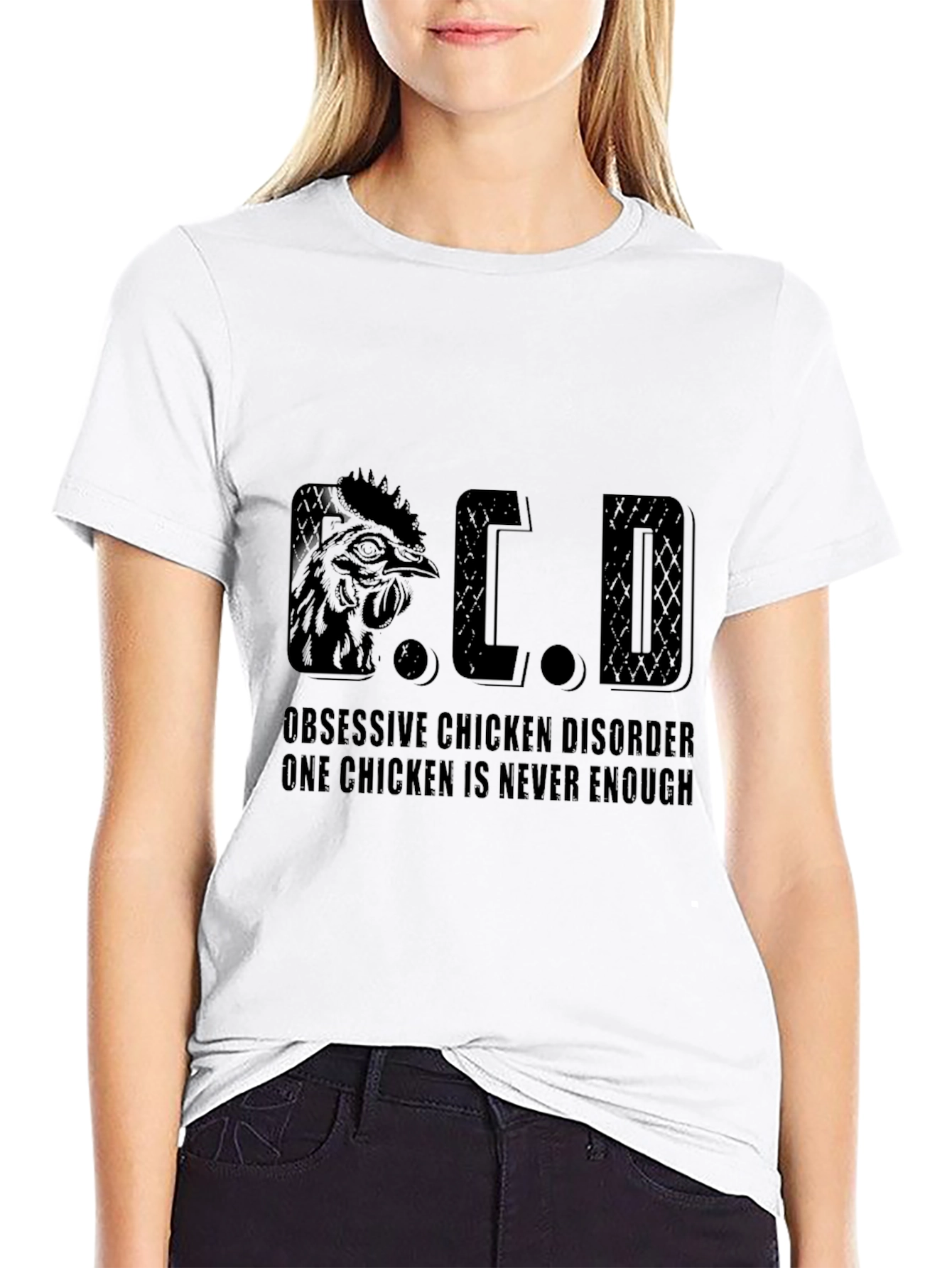 Black Obsessive Chicken Disorder T-Shirt - Funny Chicken Lover Tee view 9