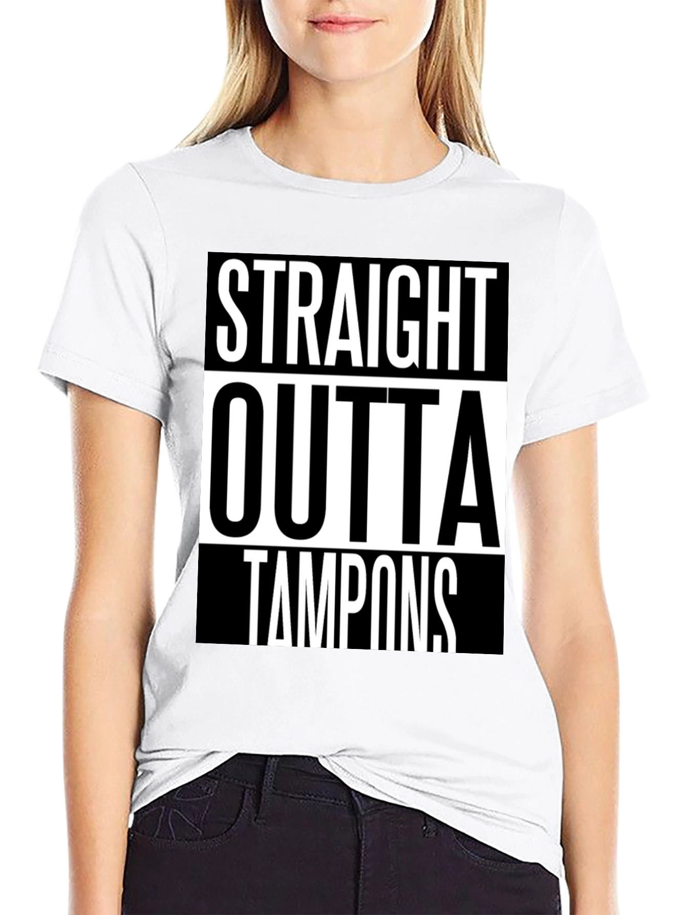 Black Straight Outta Tampons Graphic Tee view 9