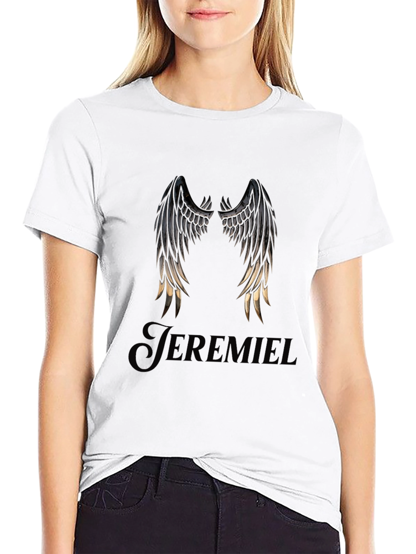 Black Jeremiel Wings Graphic T-Shirt - Black view 9
