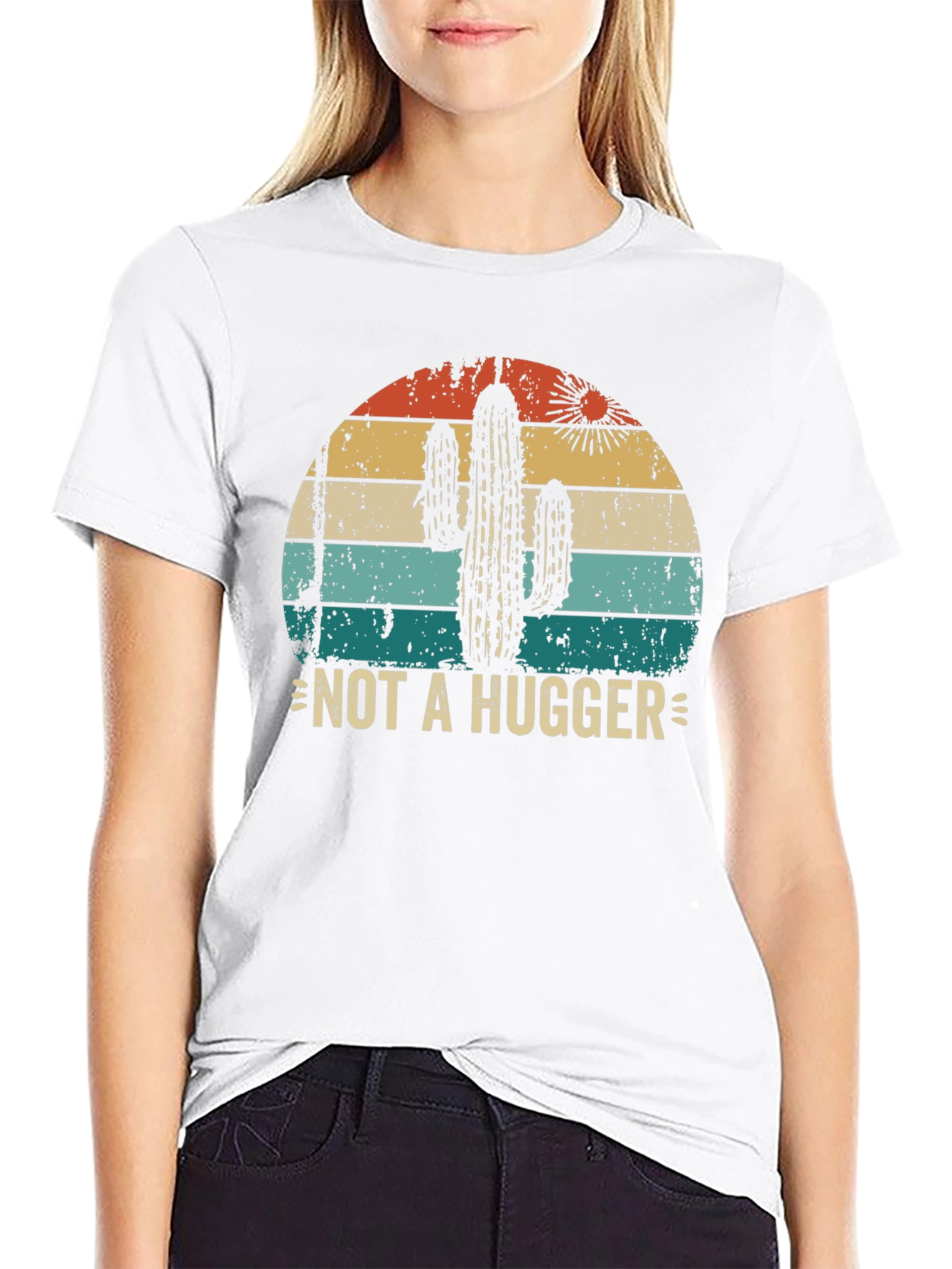 Black Not A Hugger Cactus Graphic Tee view 9