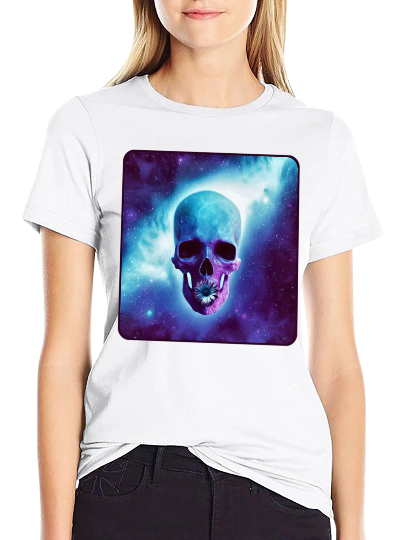 Black Skull Galaxy T-Shirt - Cosmic Design view 9