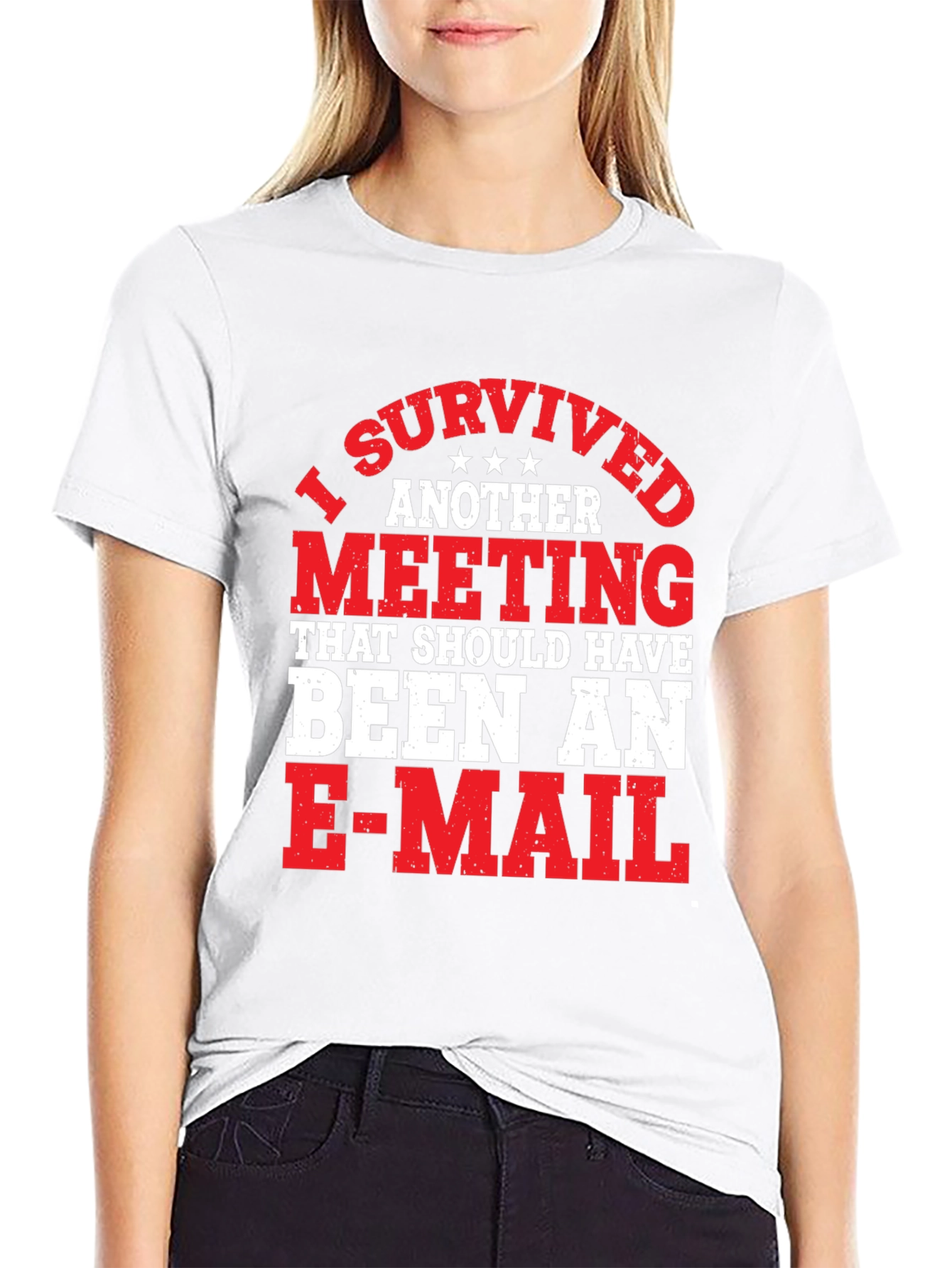 Black I Survived Another Meeting Funny T-Shirt view 9