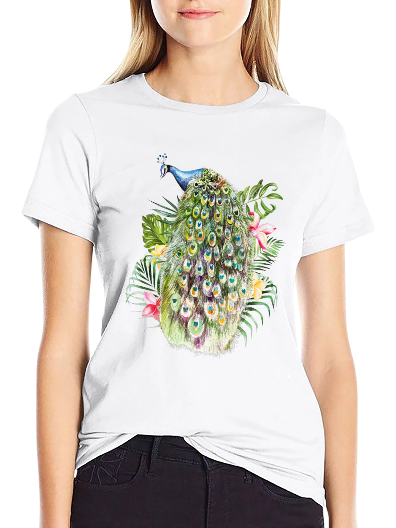 Peacock Graphic Black T-Shirt - 9