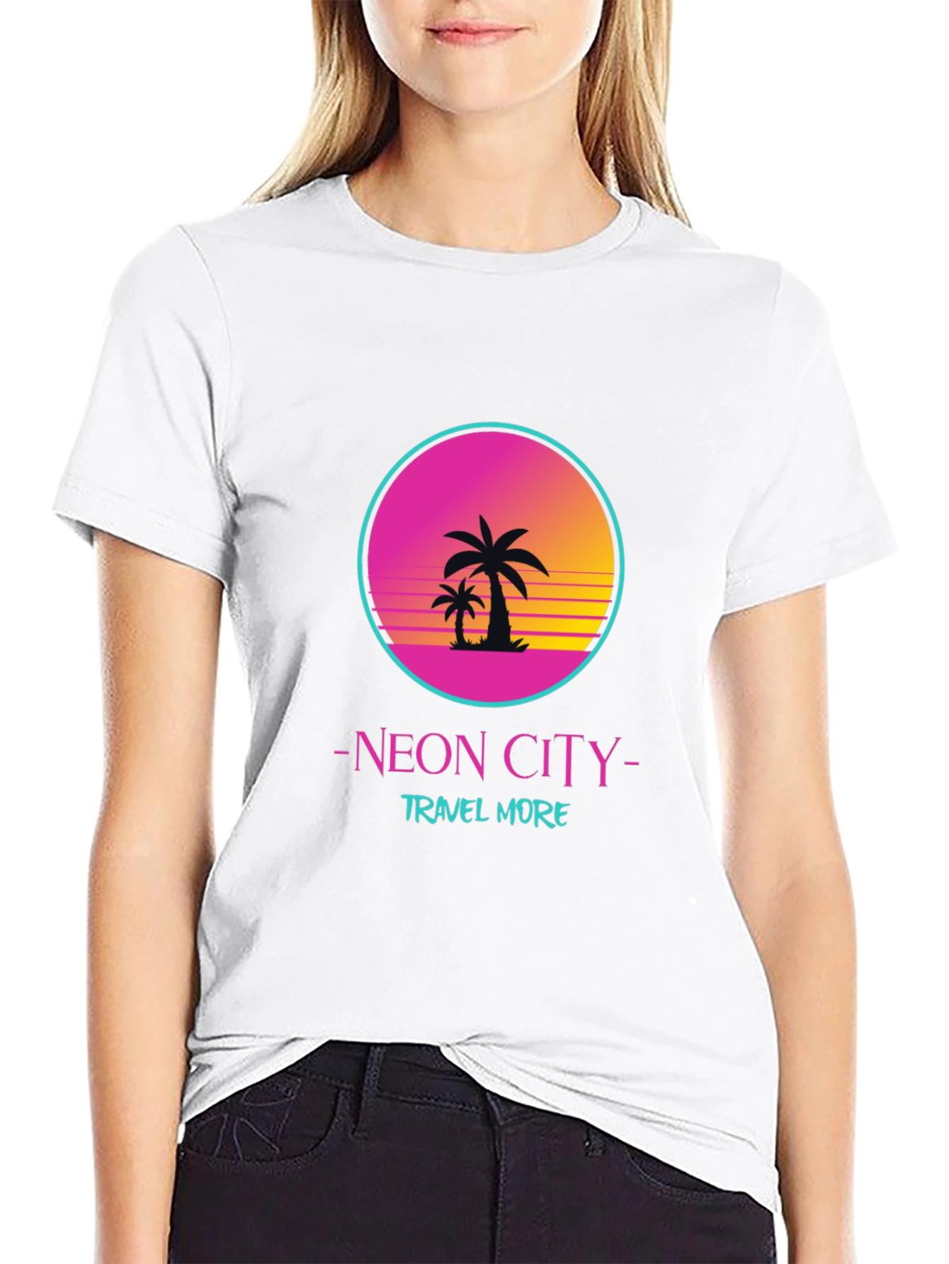Black Neon City Travel T-Shirt view 9
