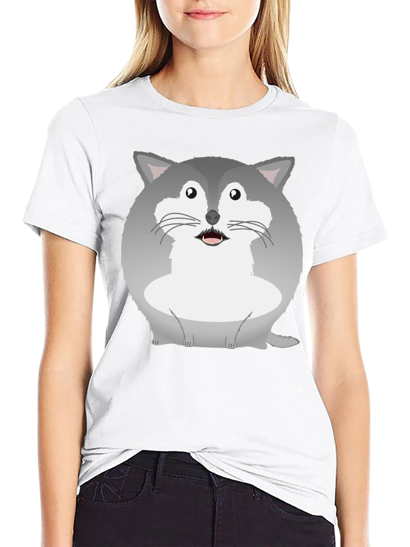 Black Cute Cartoon Raccoon Graphic Tee view 9