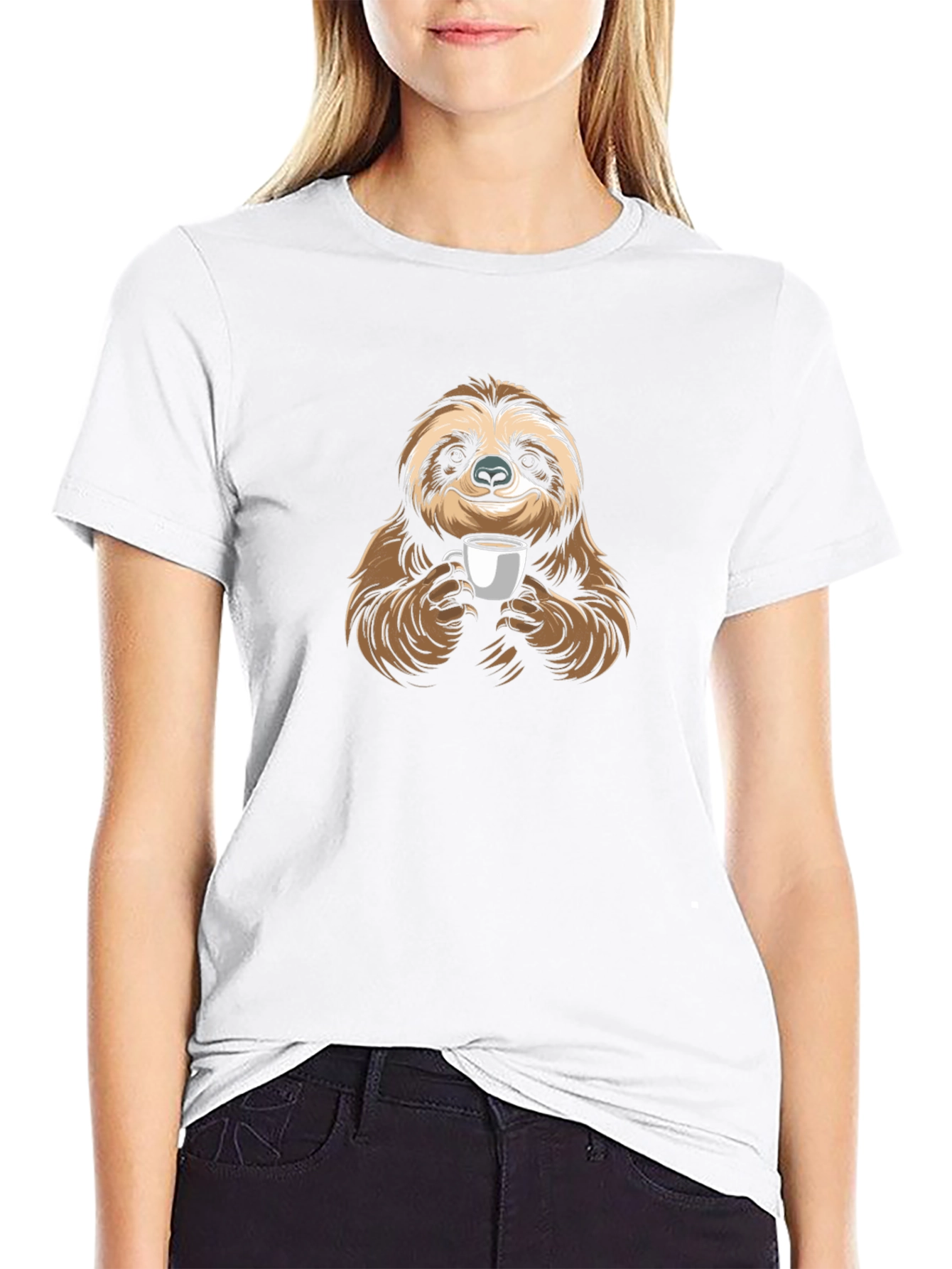 Black Sloth Coffee Lover Graphic T-Shirt view 9
