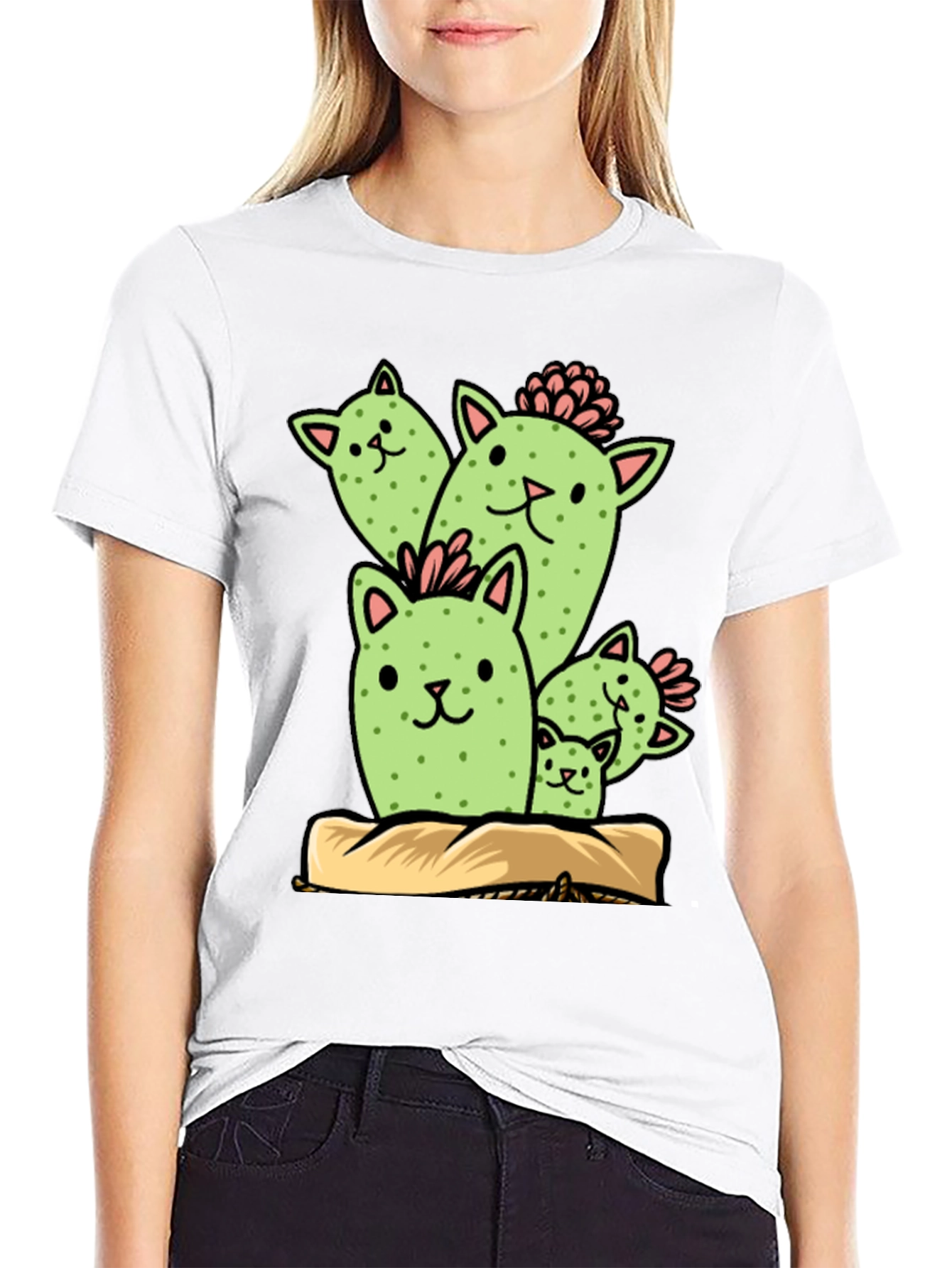 Black Cat Cactus Graphic Tee - Funny Plant Lover Shirt view 9