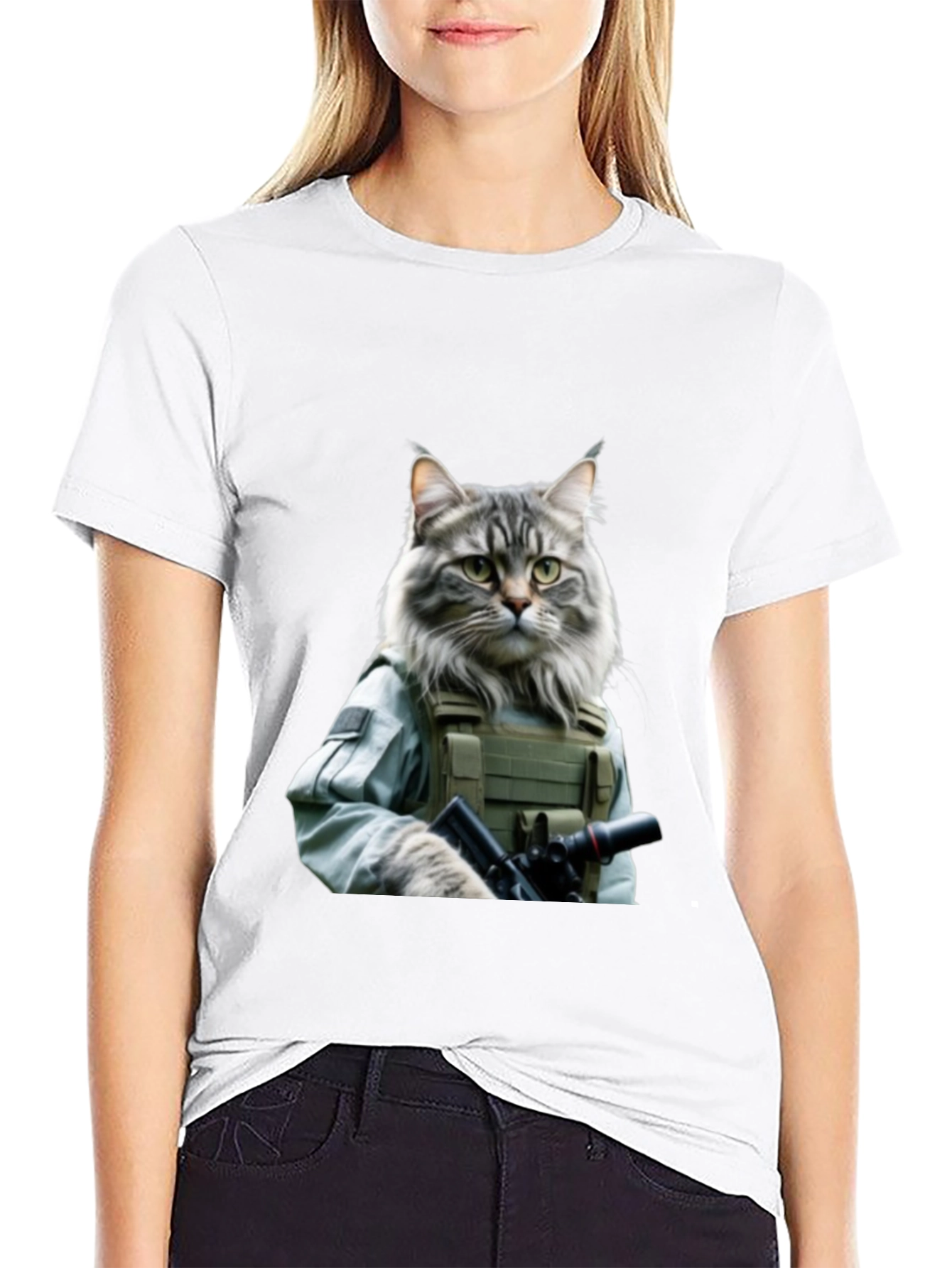 Black Tactical Cat T-Shirt - Military Style view 9