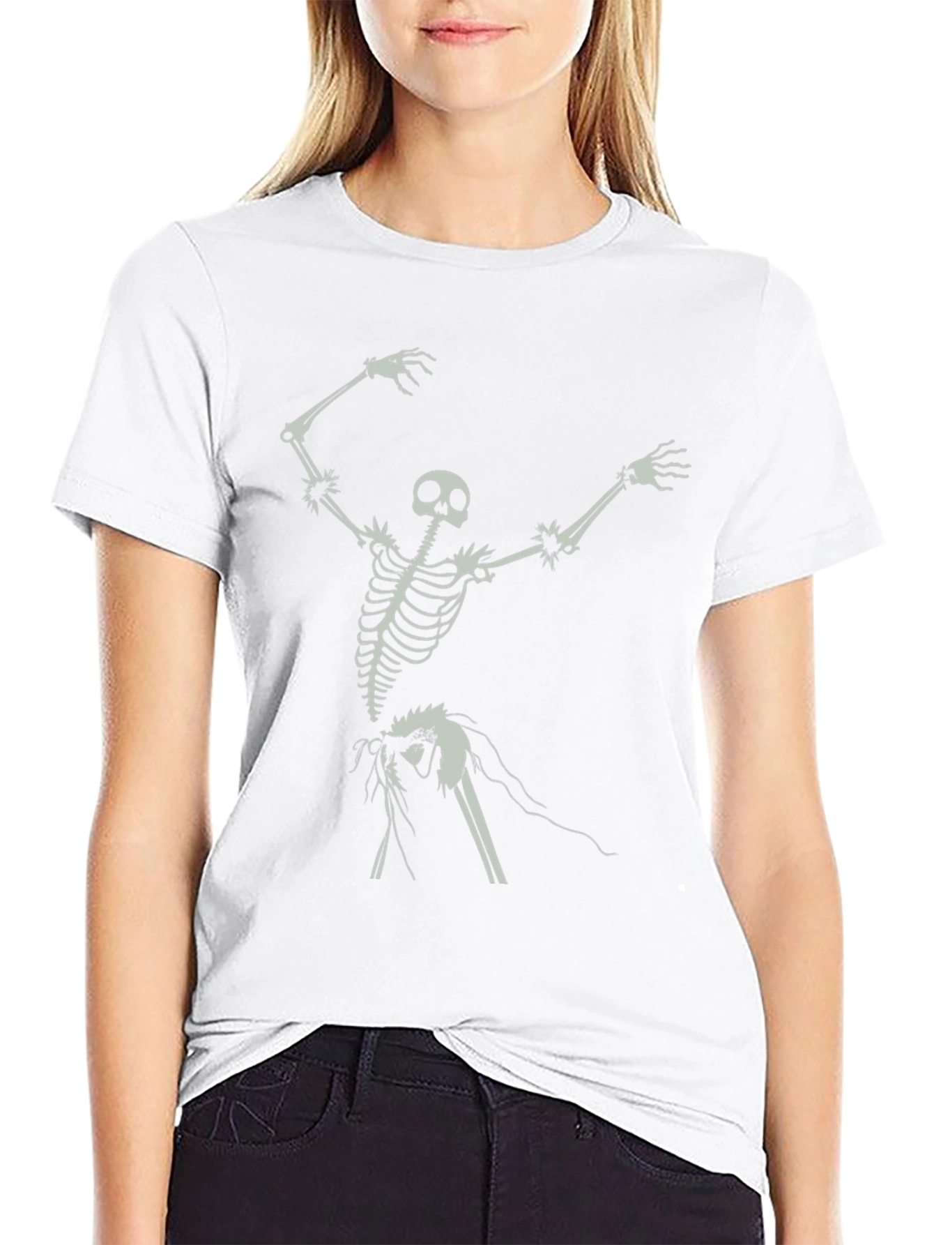Black Skeleton Ribcage Graphic T-Shirt - Black Cotton Tee view 9