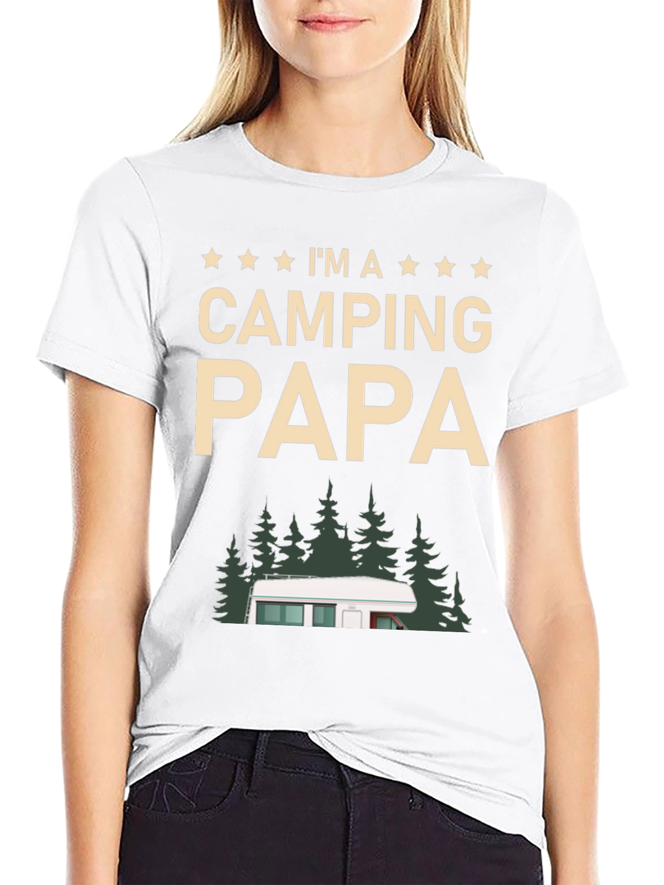 Black Camping Papa T-Shirt - Outdoor Adventure Dad Tee view 9