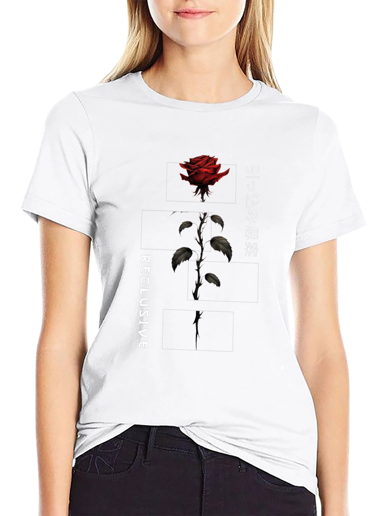 Black Reclusive Rose Graphic Tee - Black view 9