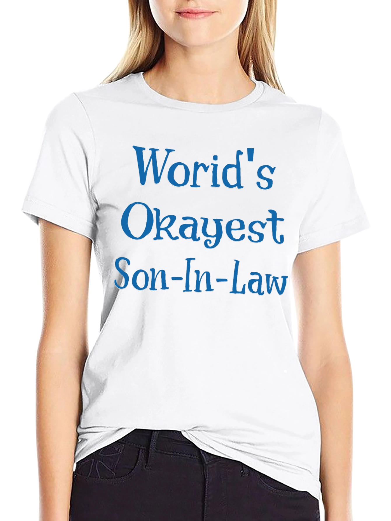 Black World's Okayest Son-In-Law T-Shirt view 9