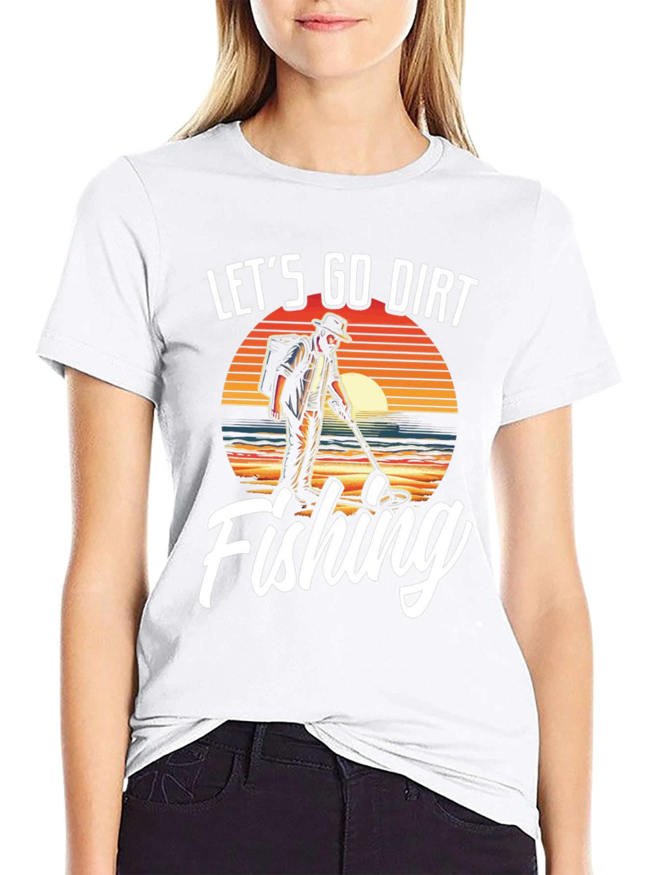 Black Let's Go Dirt Fishing T-Shirt view 9