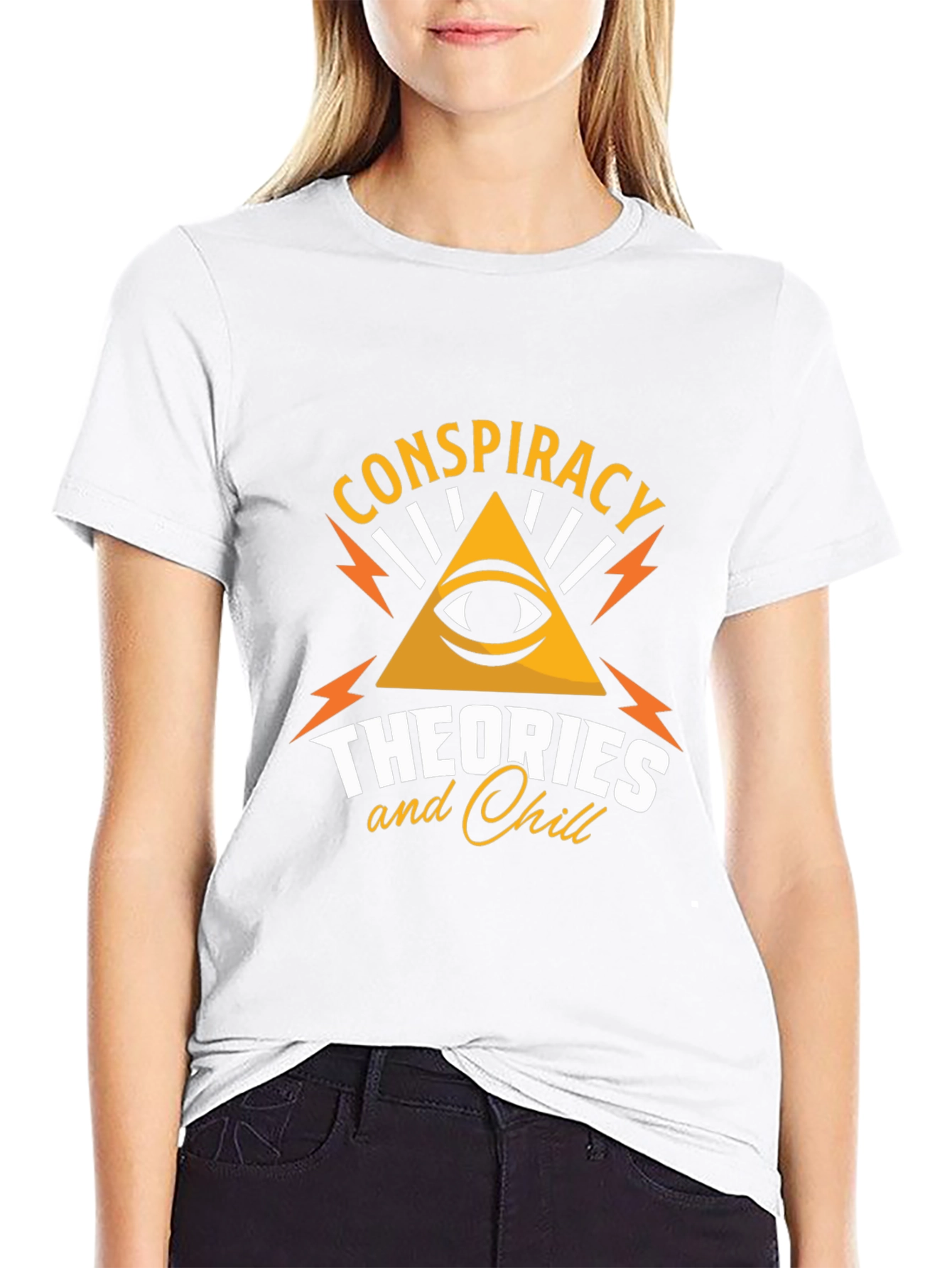 Black Conspiracy Theories & Chill Graphic Tee - Black Cotton T-Shirt view 9