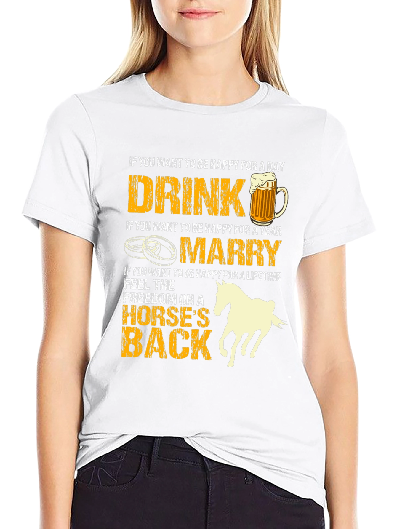 Black Drink Marry Horse T-Shirt: Happiness Guide view 9