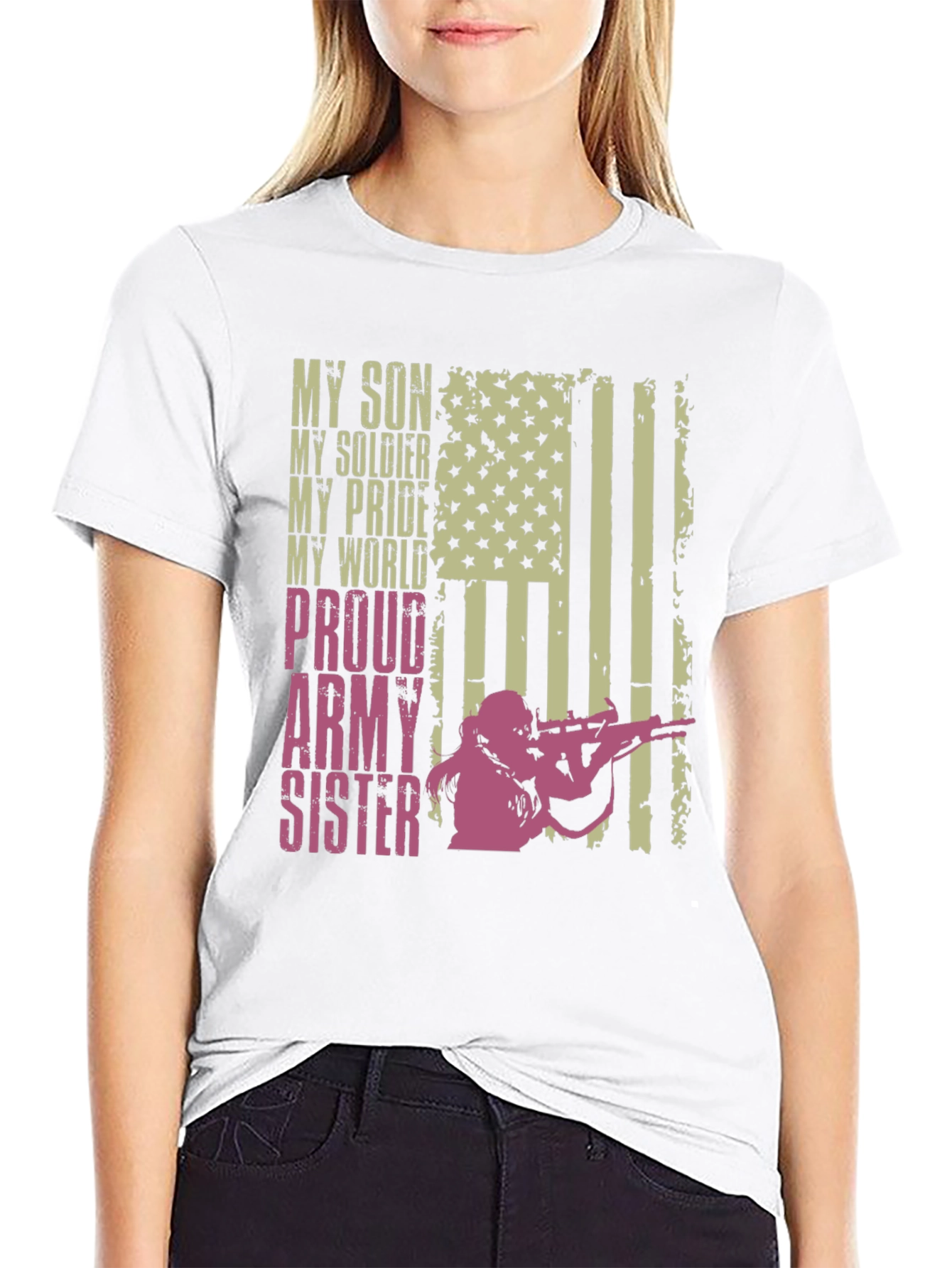 Black Proud Army Sister Graphic Tee view 9