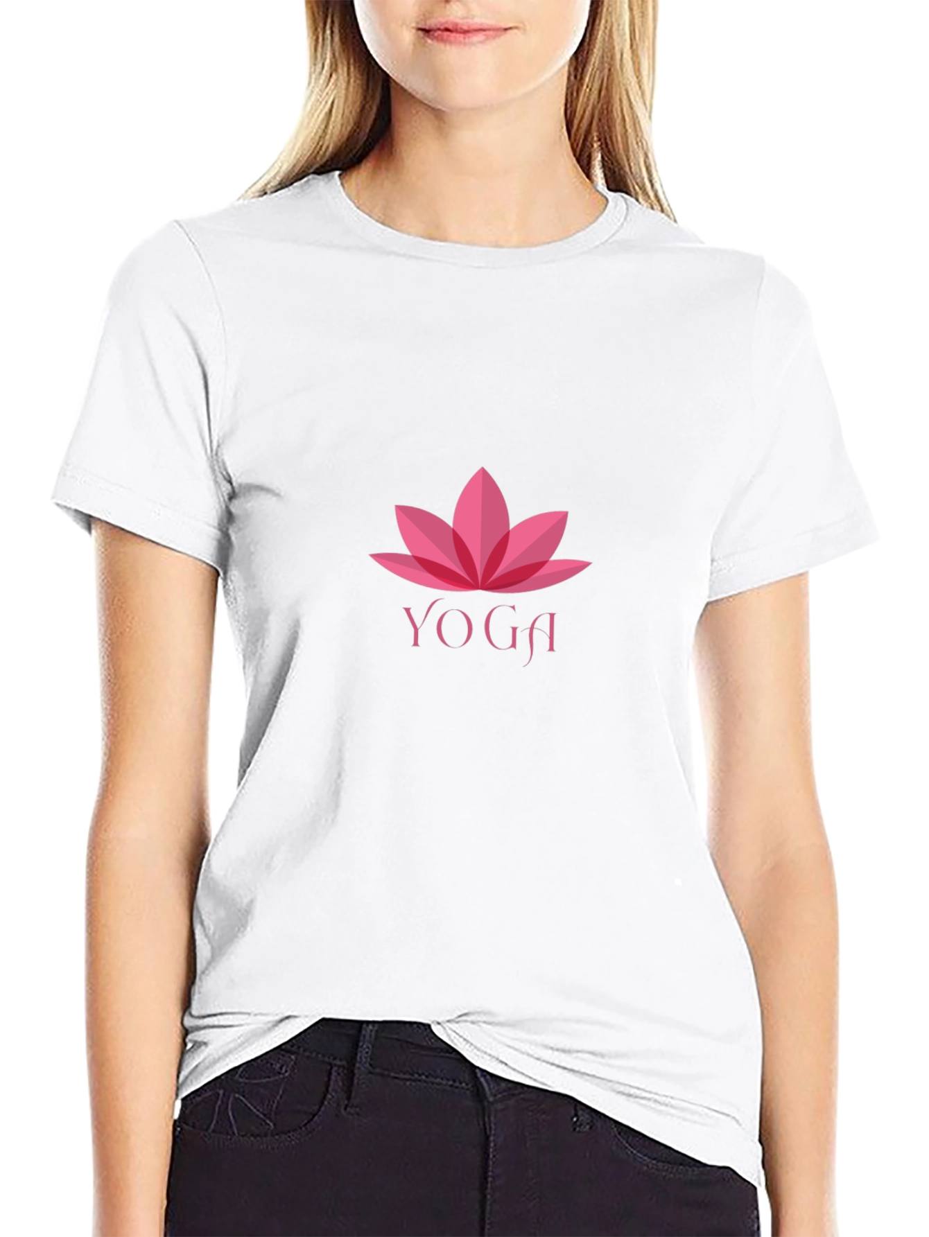Black Yoga Lotus Flower Graphic T-Shirt view 9