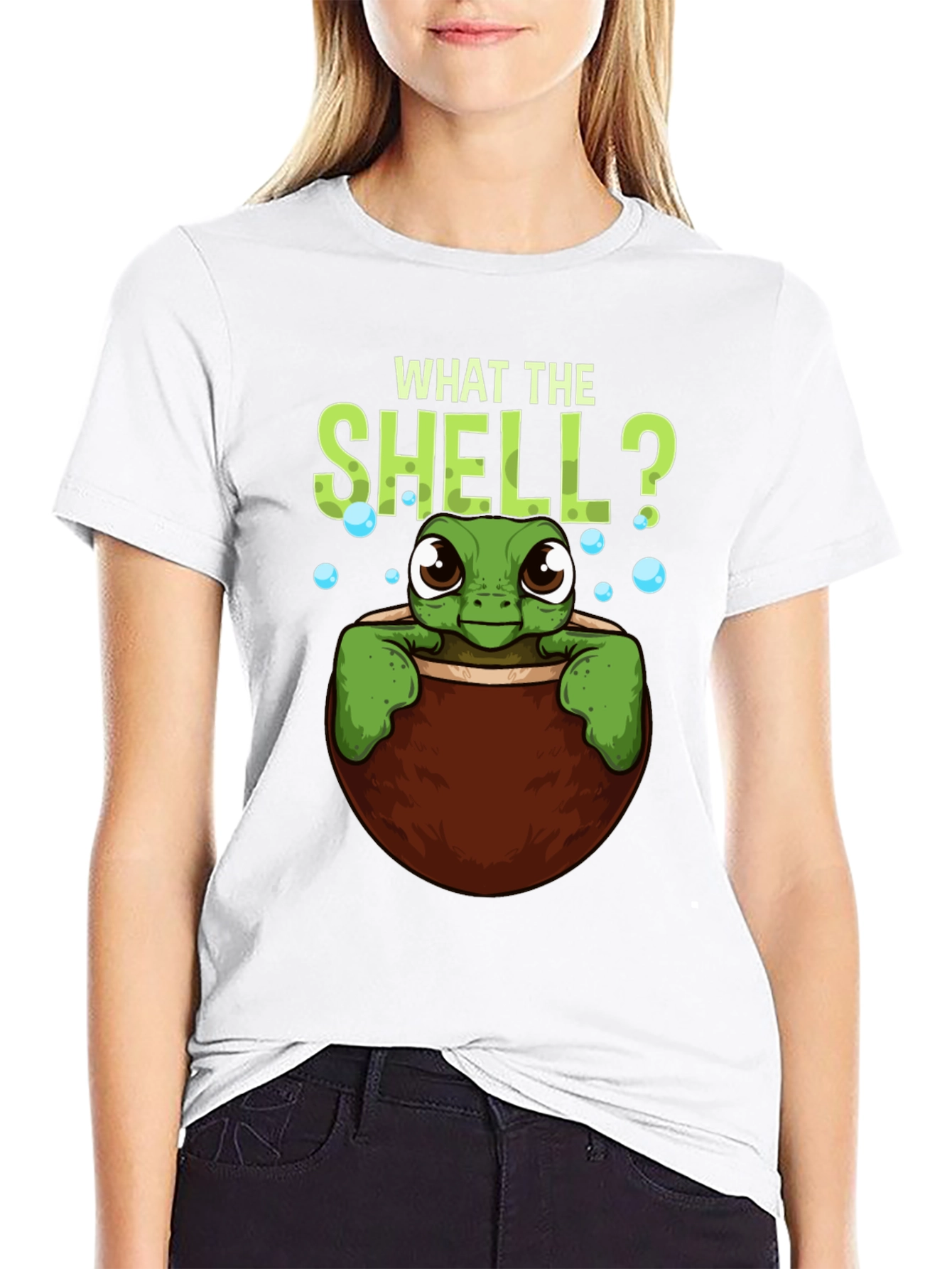 Black What The Shell? Turtle Graphic Tee view 9
