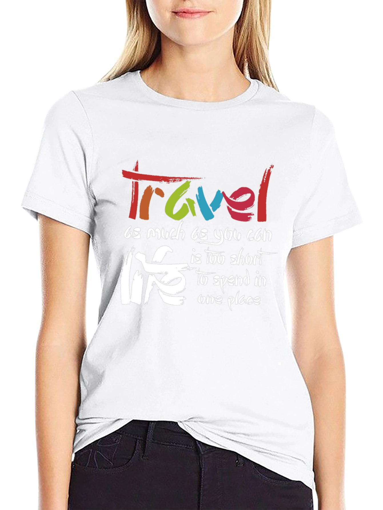 Black Travel Life Black Graphic T-Shirt view 9