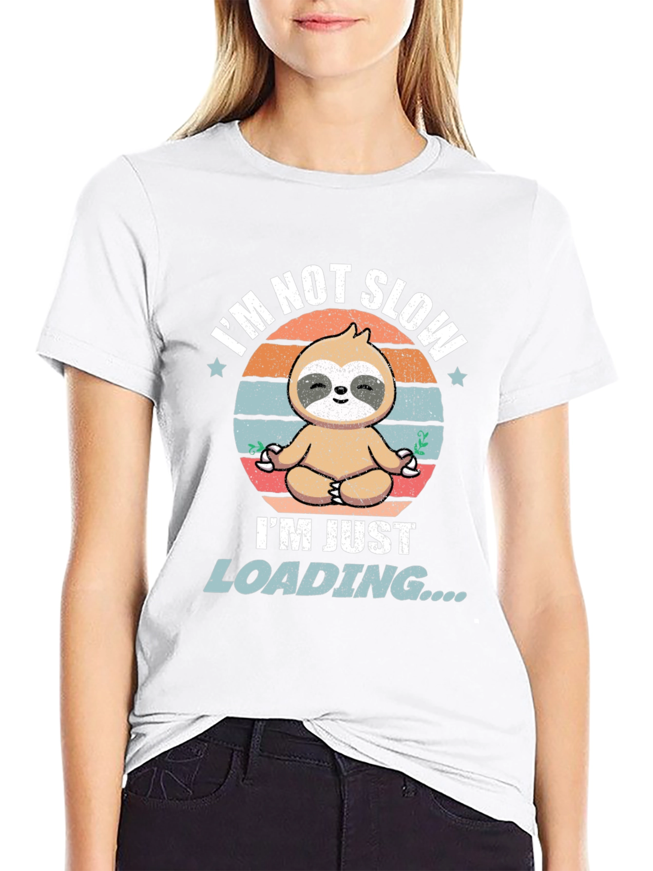 Black Funny Sloth Loading T-Shirt - Men's Graphic Tee view 9