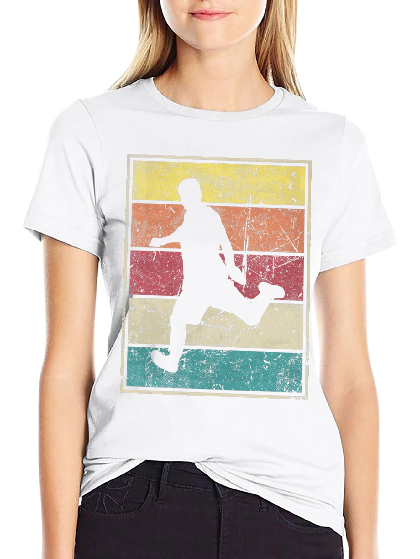 Black Retro Soccer Player Graphic T-Shirt view 9