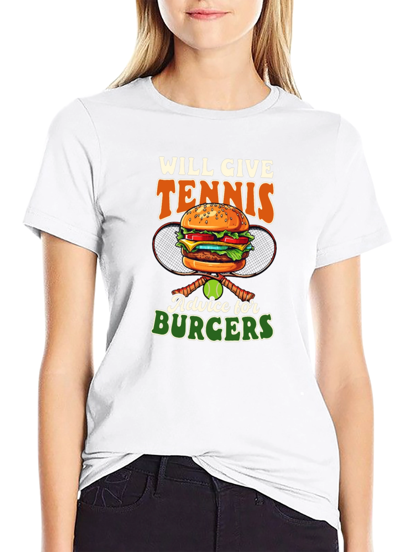 Black Tennis & Burgers Graphic T-Shirt - Serve Up Some Fun! view 9