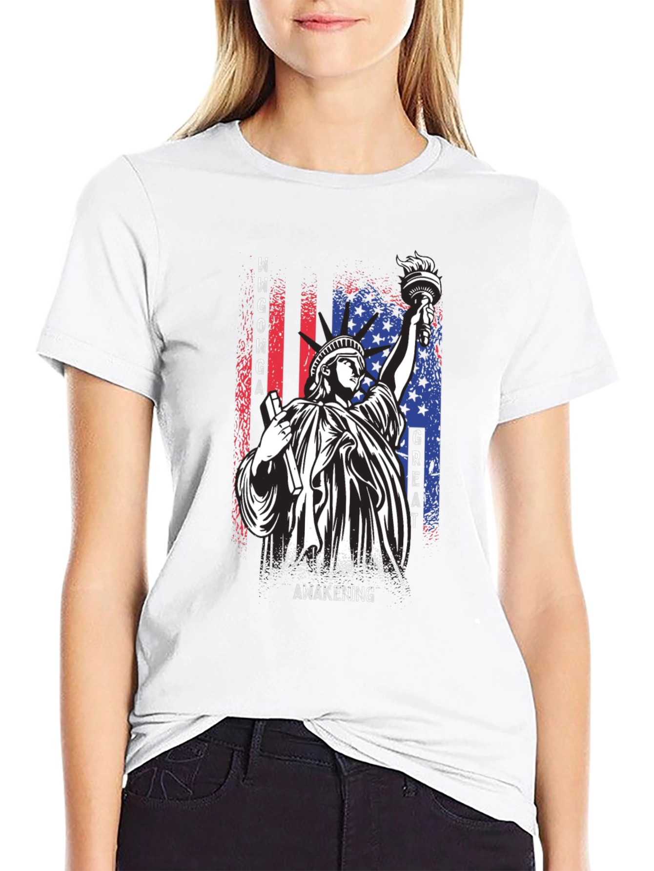 Black MAGA Statue of Liberty Graphic Tee view 9