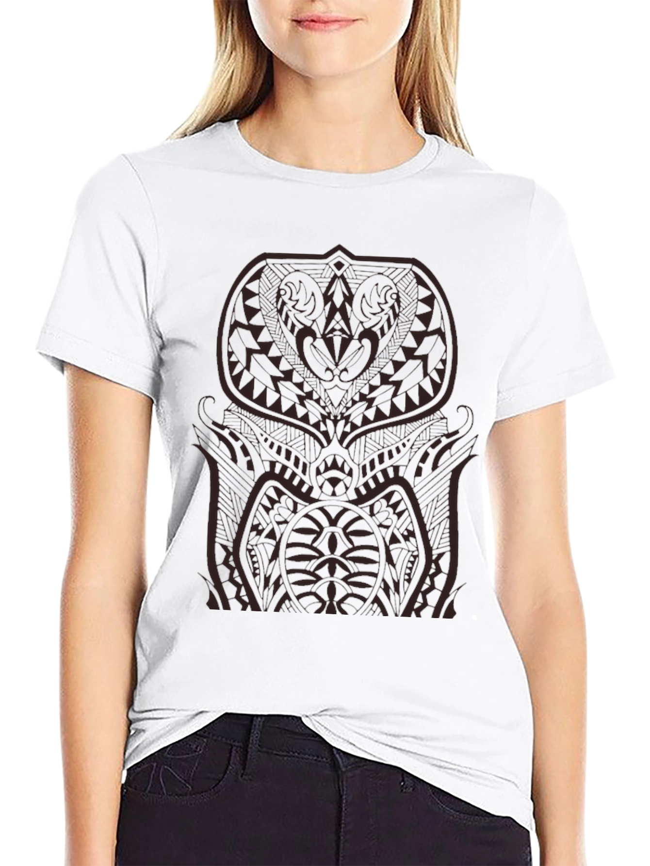 Black Tribal Tattoo Graphic Black Tee - Unique Design view 9