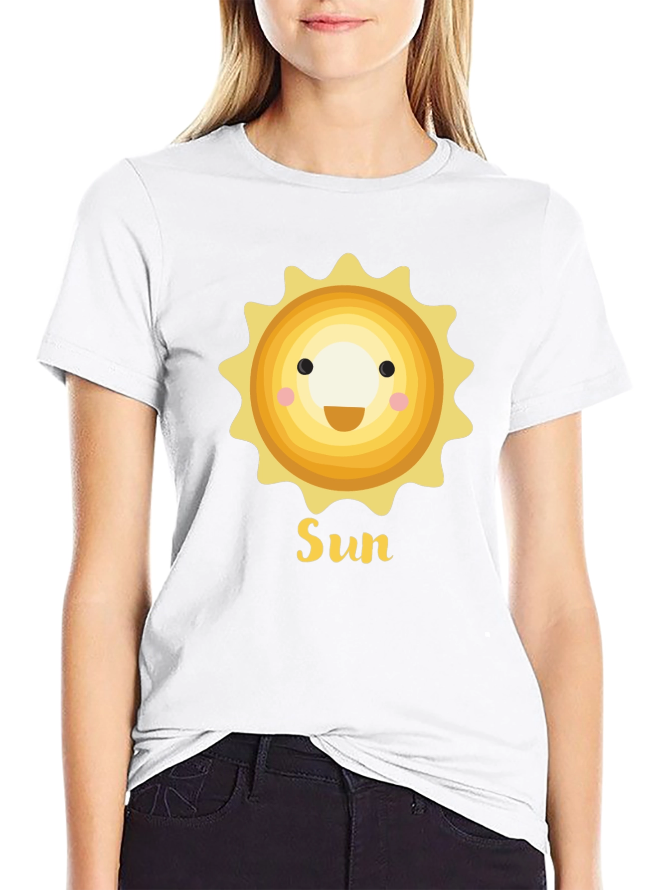 Black Smiling Sun Graphic T-Shirt - Black Crew Neck view 9