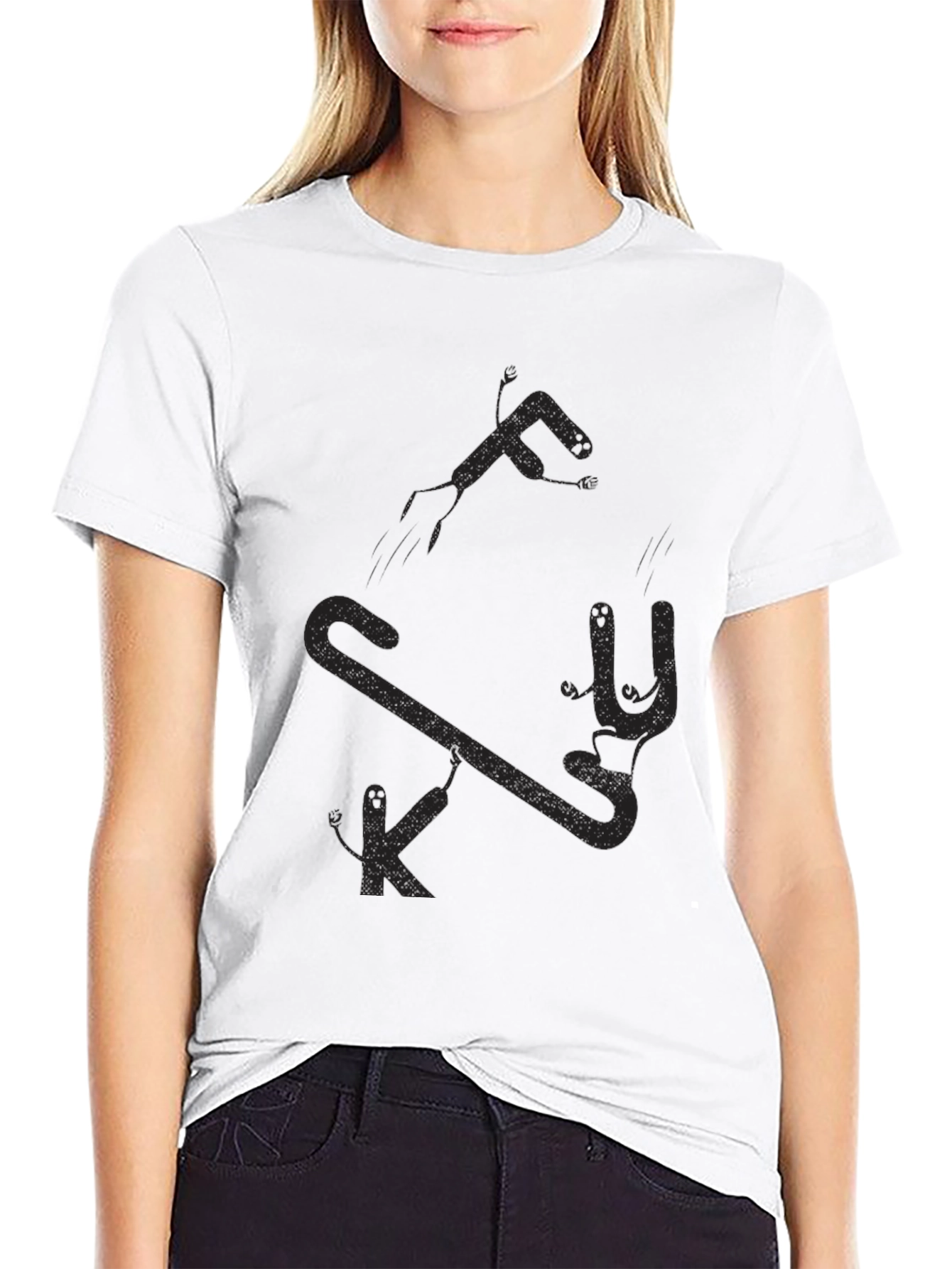 Black Men's Black Graphic Tee - Funny Stick Figure Design view 9
