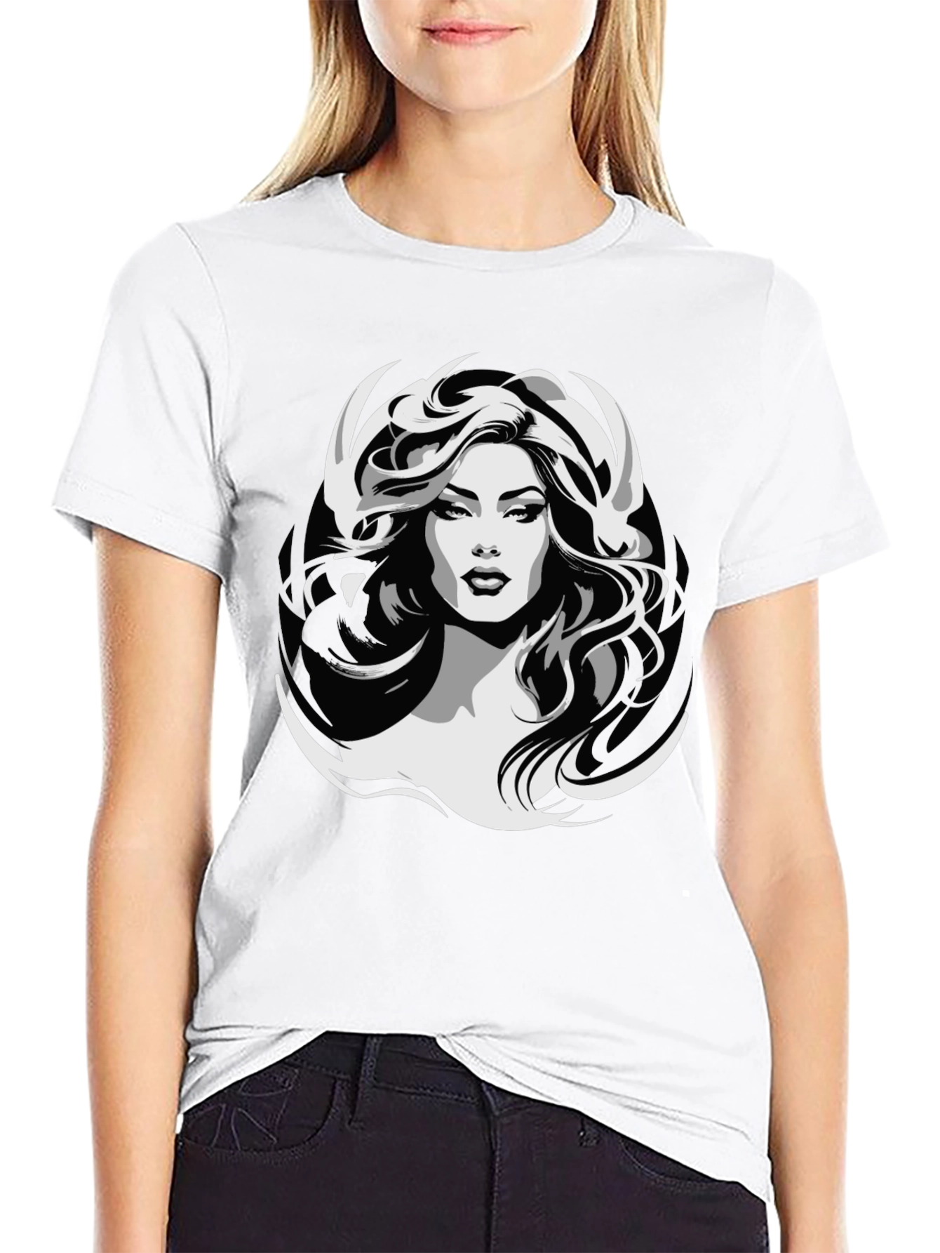 Black Graphic Print T-Shirt - Woman Design view 9