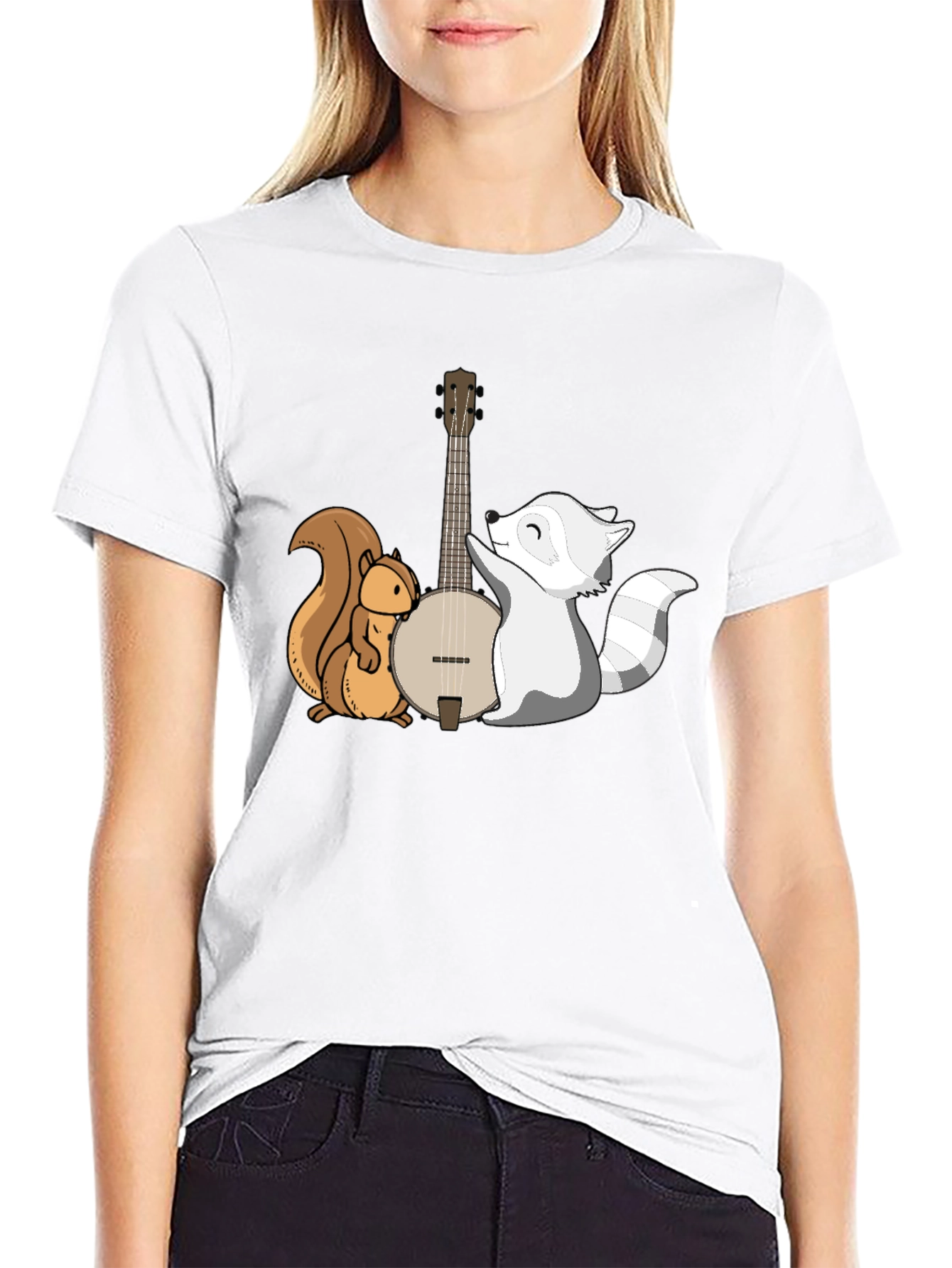 Black Squirrel & Raccoon Banjo T-Shirt view 9