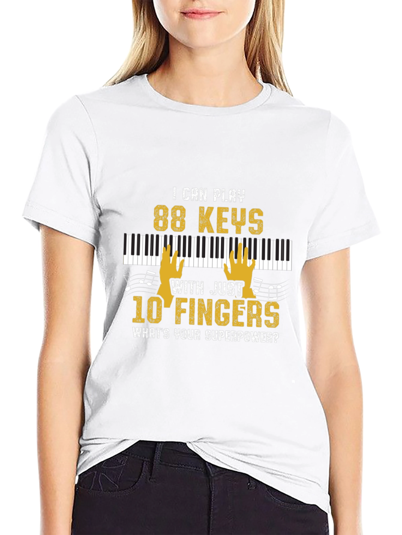 Black Funny Musician T-Shirt: Piano 88 Keys Superpower view 9