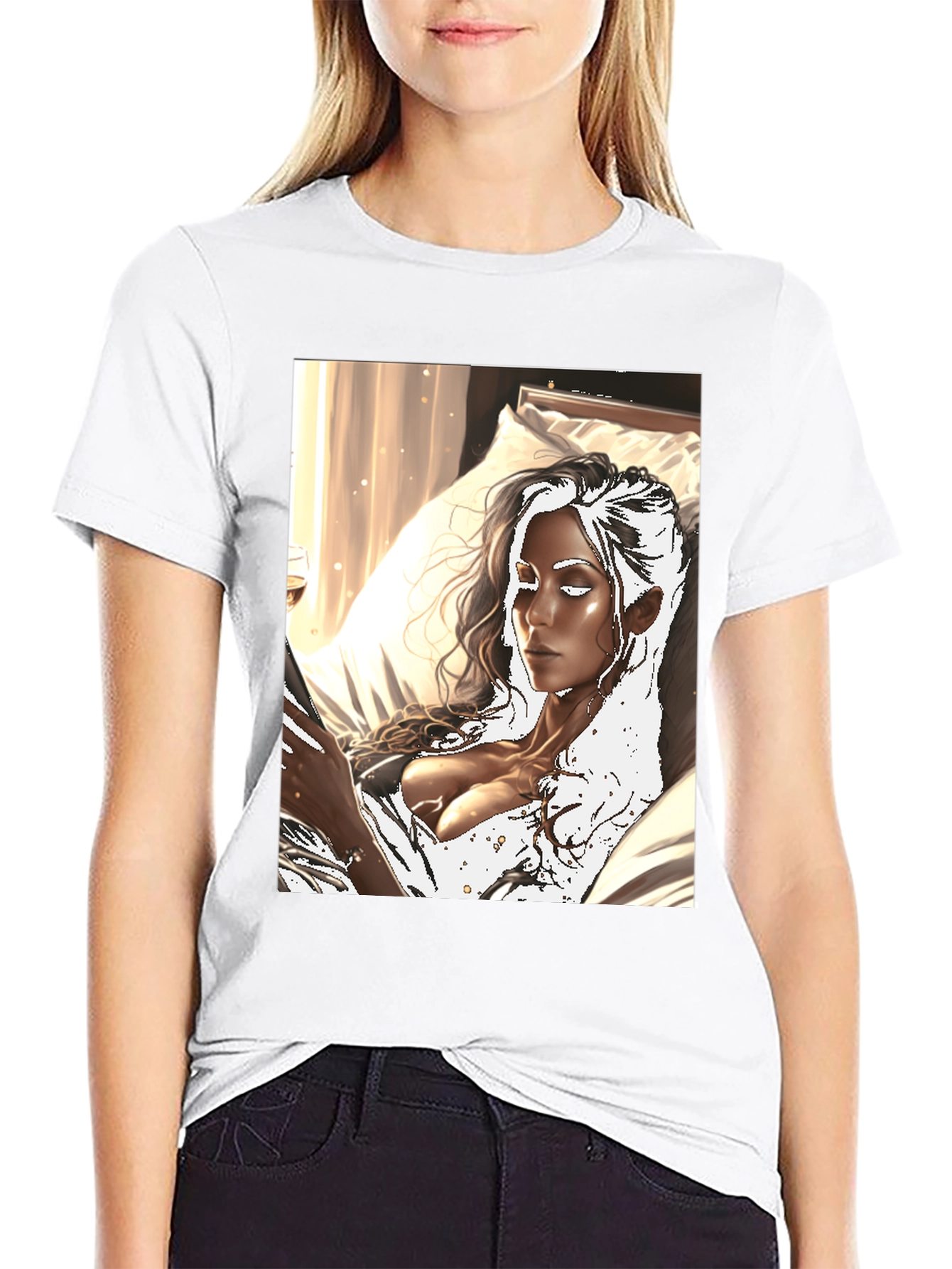 Black Artistic Woman Black T-Shirt view 9