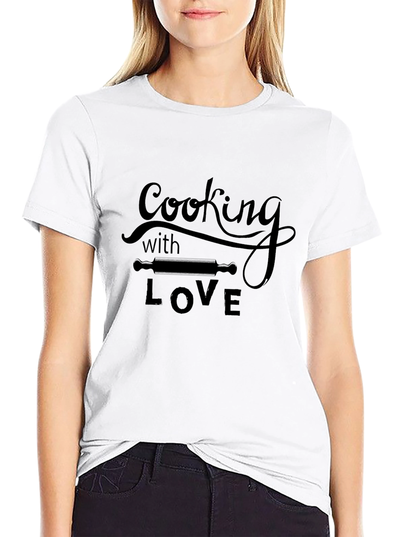 Black Cooking with Love Black T-Shirt view 9
