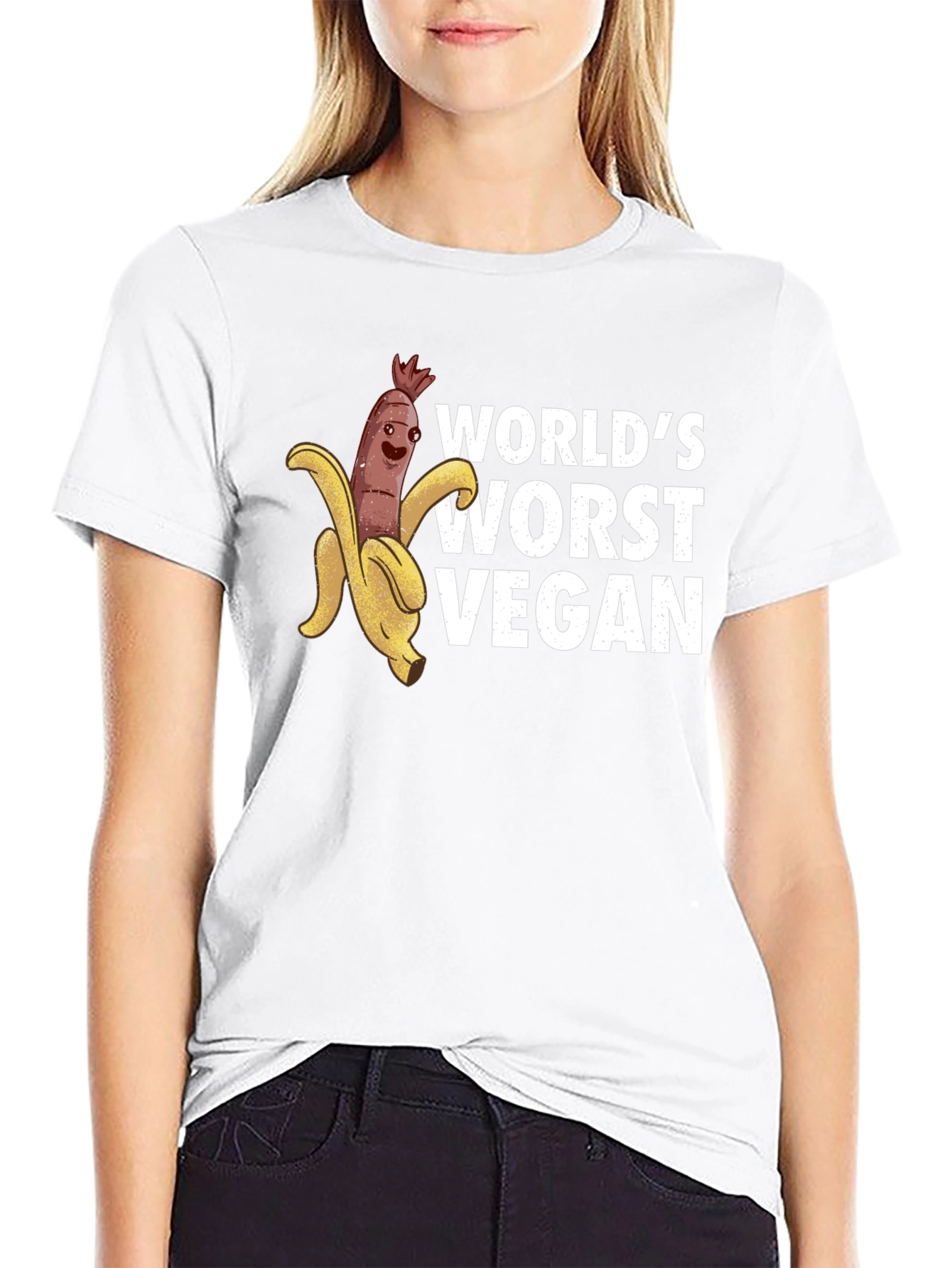 Black World's Worst Vegan Graphic T-Shirt view 9