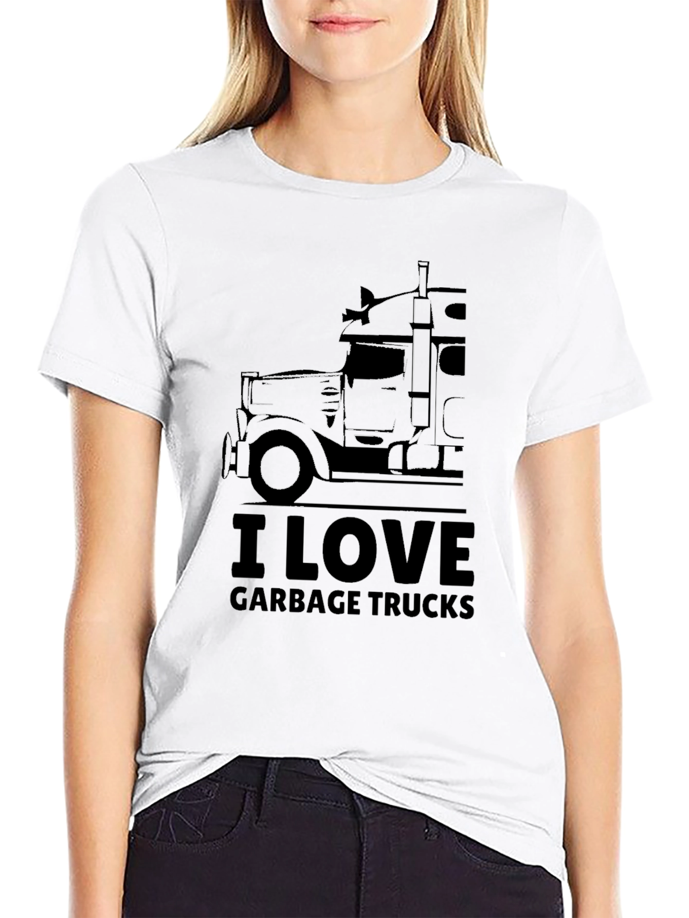 Black I Love Garbage Trucks Graphic Tee view 9