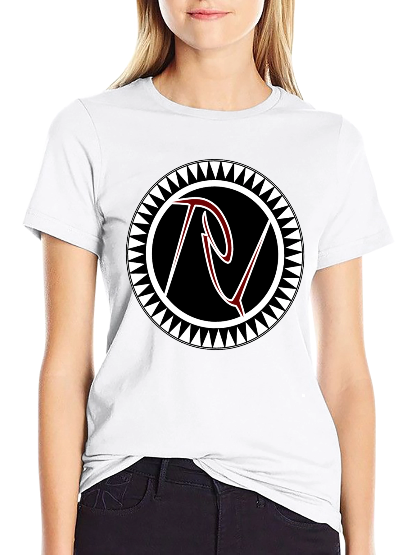 Black Black Tee with Tribal Circle Logo view 9