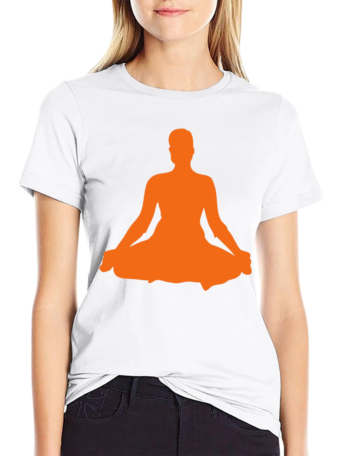 Black Yoga Meditation Silhouette Black T-Shirt view 9