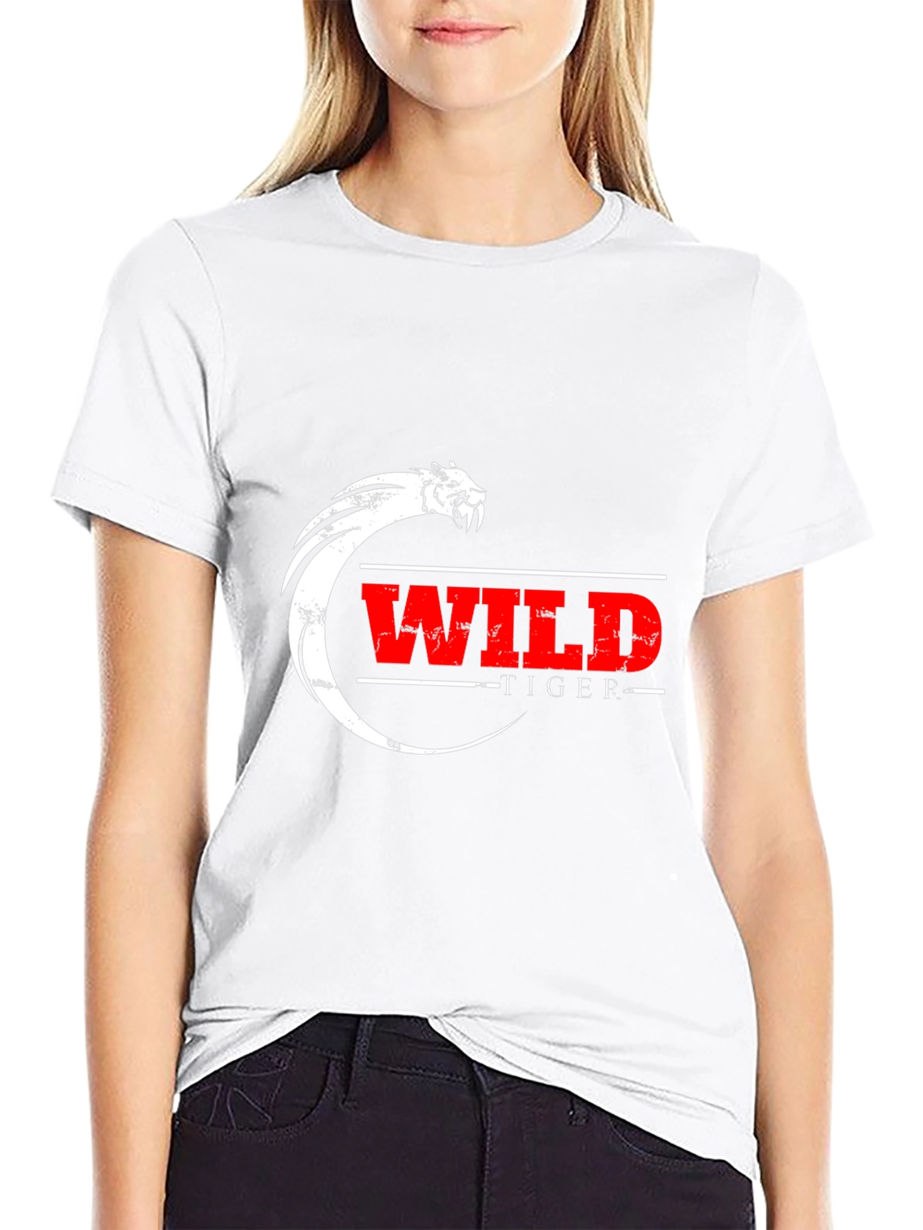 Black Wild Tiger Graphic Black T-Shirt view 9