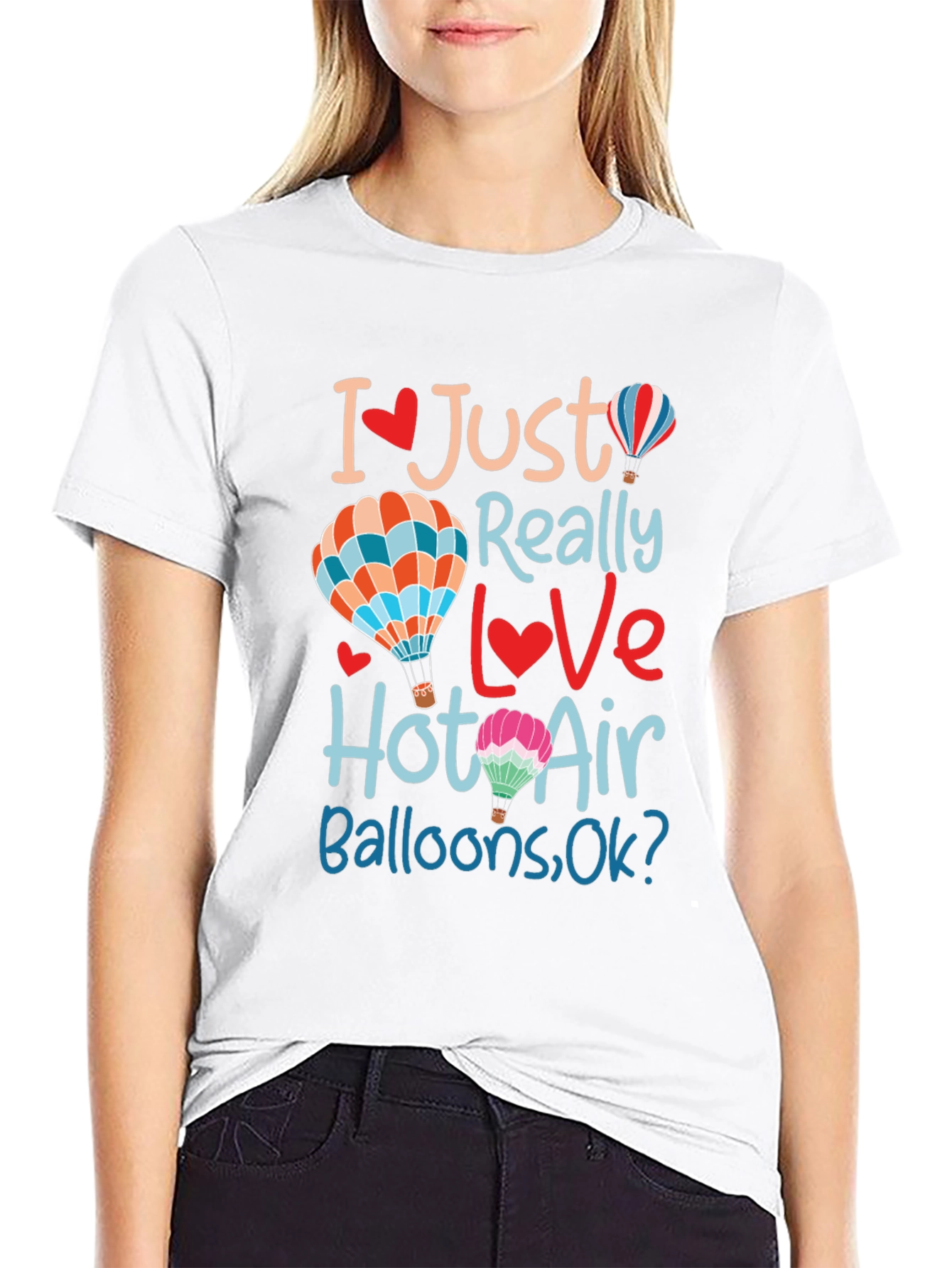 Black I Love Hot Air Balloons Black T-Shirt view 9
