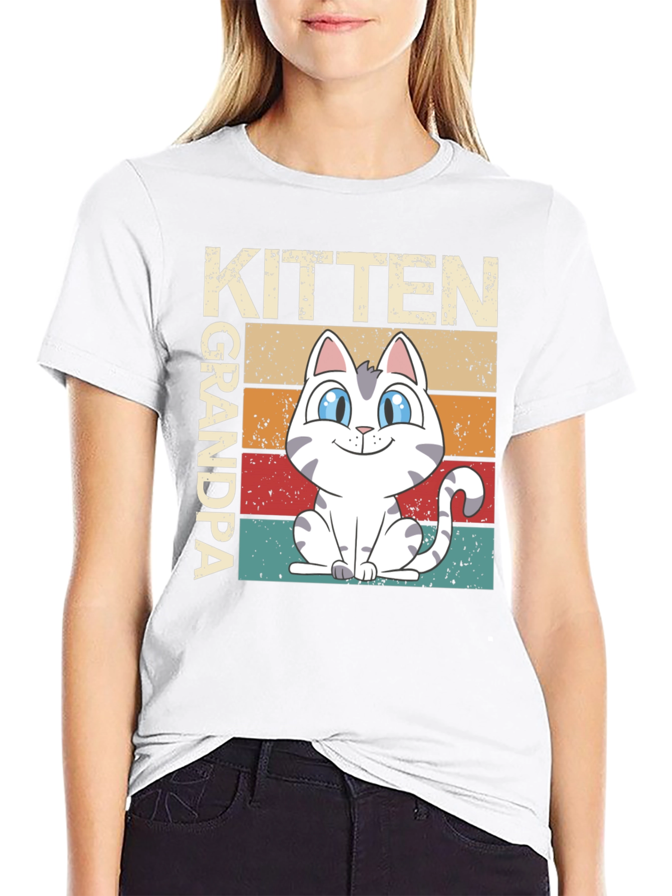 Black Kitten Grandpa Graphic Tee view 9